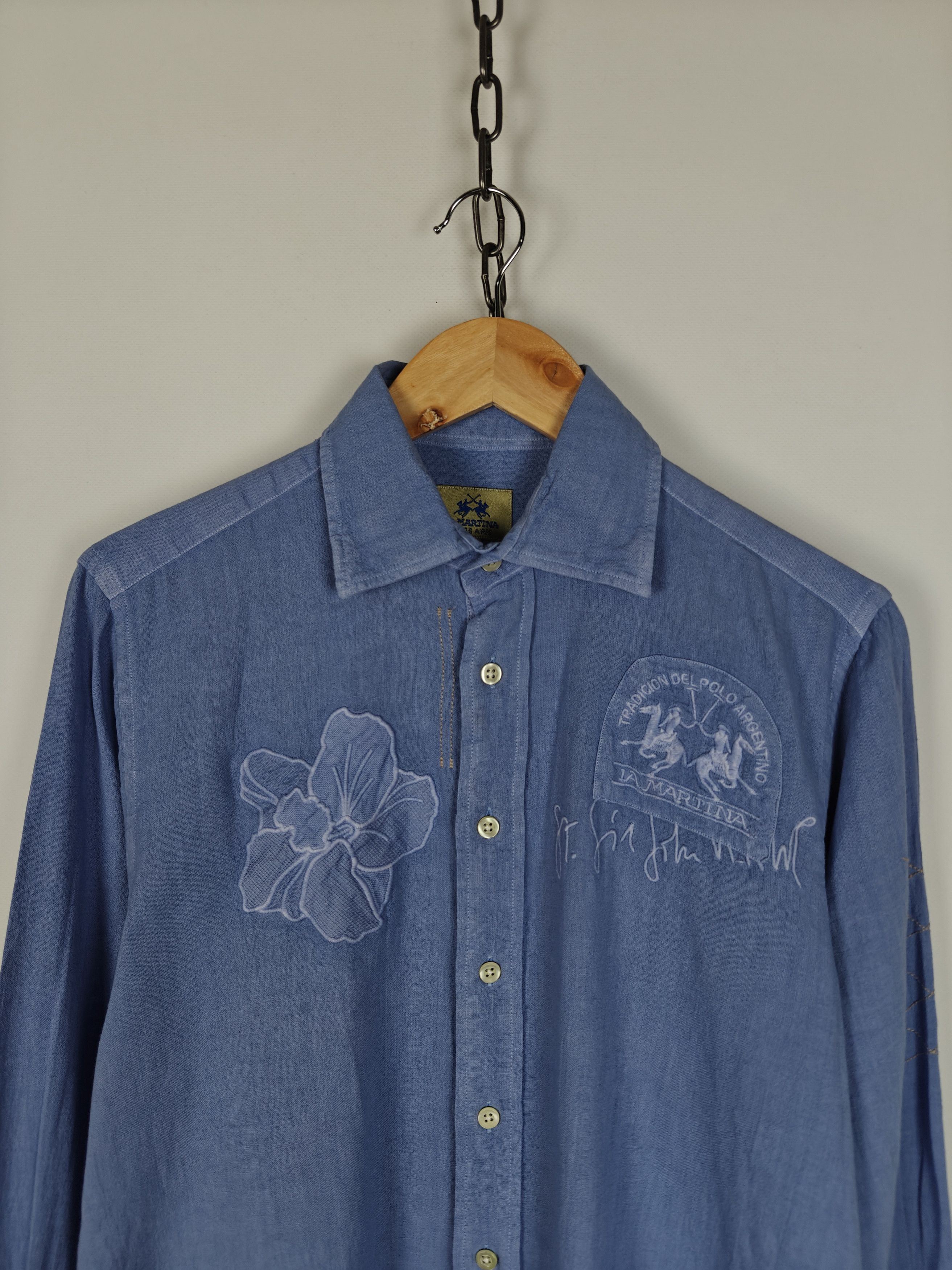 La Martina La Martina Linen Shirt Buenos Aires Collared Blue size L Size US L / EU 52-54 / 3 - 2 Thumbnail