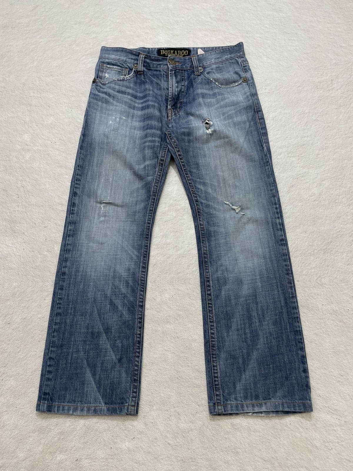 Kapital 00s Japanese Buckaroo Ripped Denim Wash Y2K Ifsix LGB Number Size US 32 / EU 48 - 1 Thumbnail