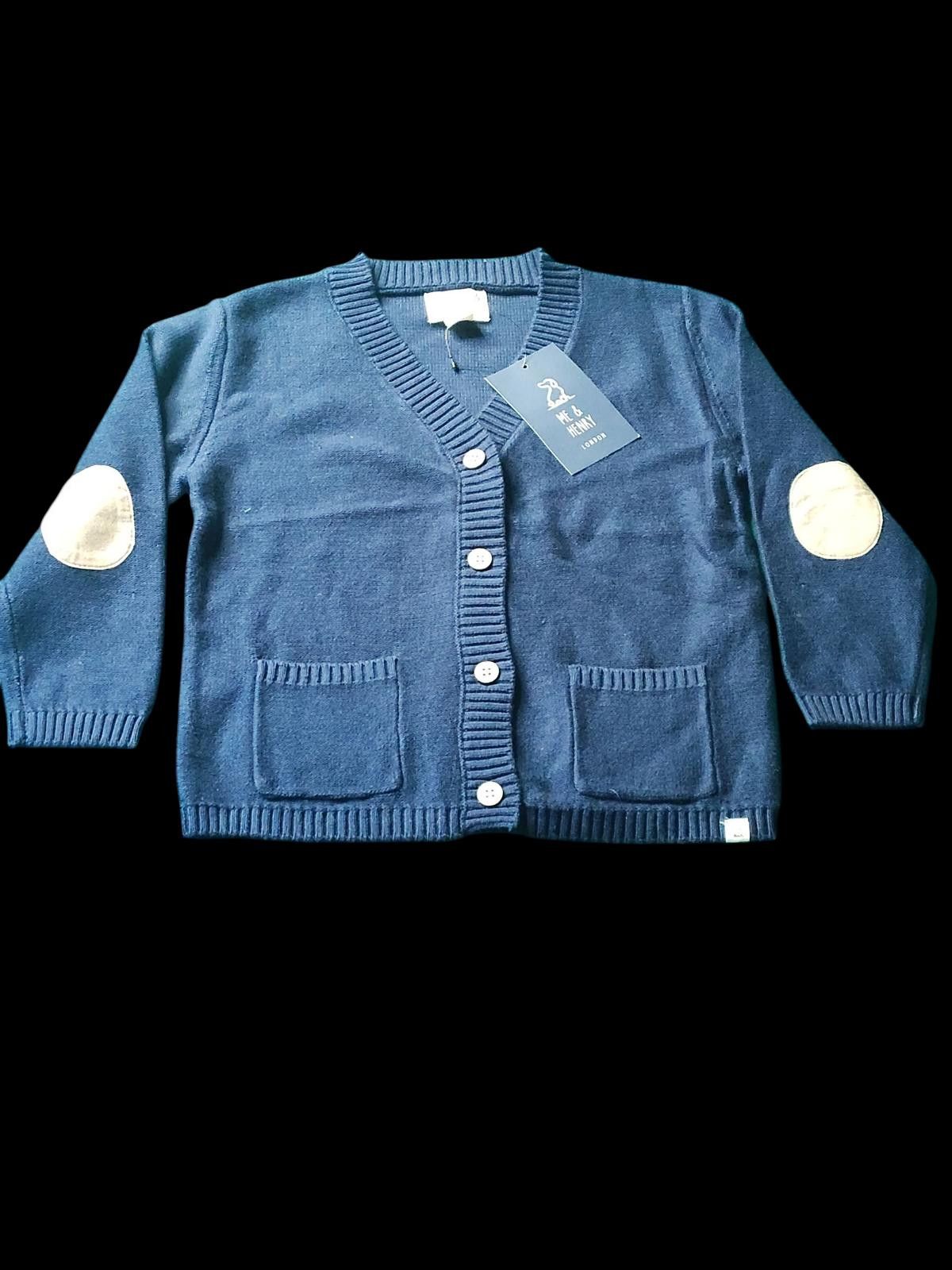 Designer Me & Henry Boys Navy Blue Button-Up Cardigan Sweater S 3/4Y Size US XXS / EU 40 - 2 Thumbnail