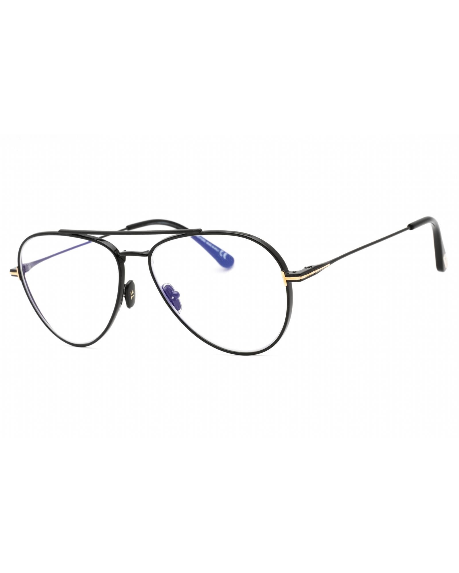 image of Tom Ford Ft5800-B Eyeglasses Shiny Black/clear/blue-Light Block Lens, Women's