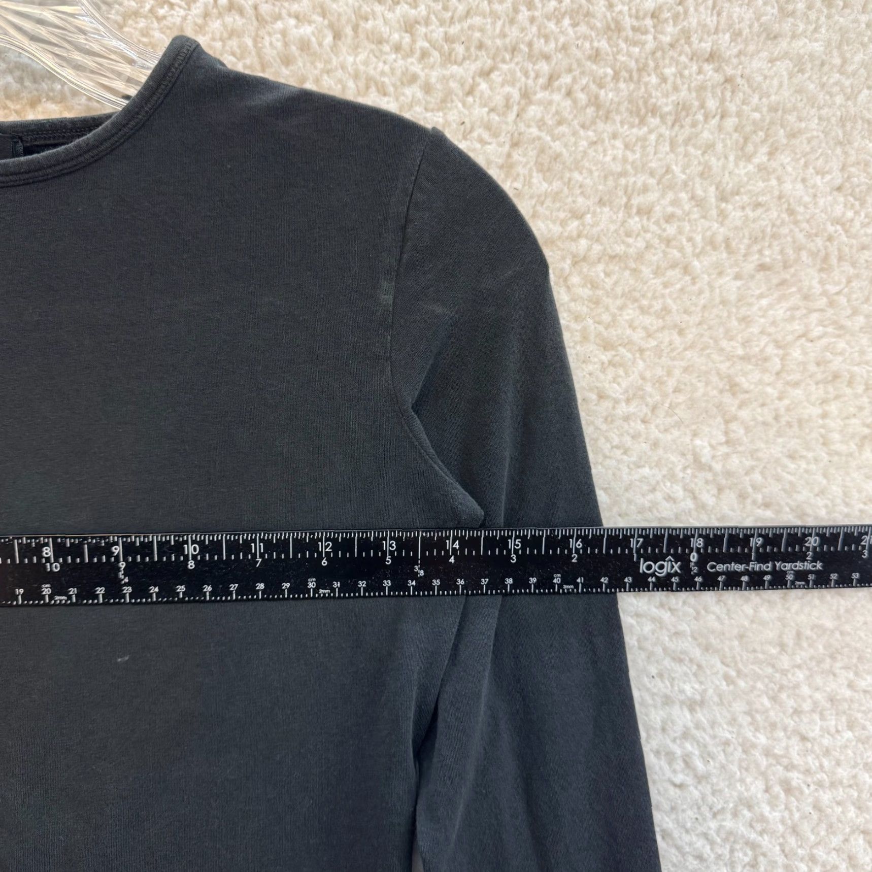 SKIMS SKIMS Vintage Cropped Long Sleeve T-Shirt XS Washed Onyx Black Stretch Basic Women Regular Size XS / US 0-2 / IT 36-38 - 4 Thumbnail