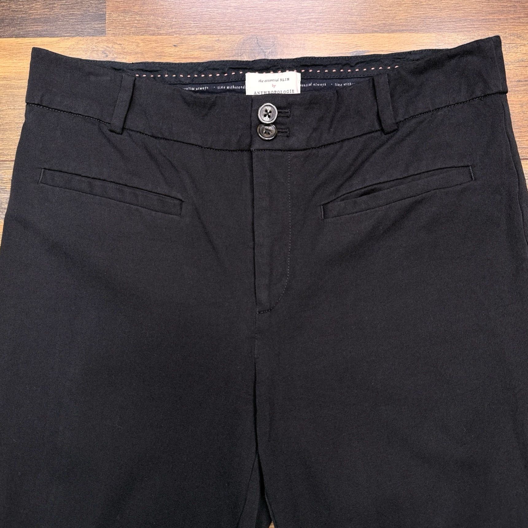 Anthropologie Anthropologie Slim Pants Womens 10 Black Mid Rise Stretch Ankle Straight Flat Front City Preppy Womens Size 32" / US 10 / IT 46 - 3 Thumbnail