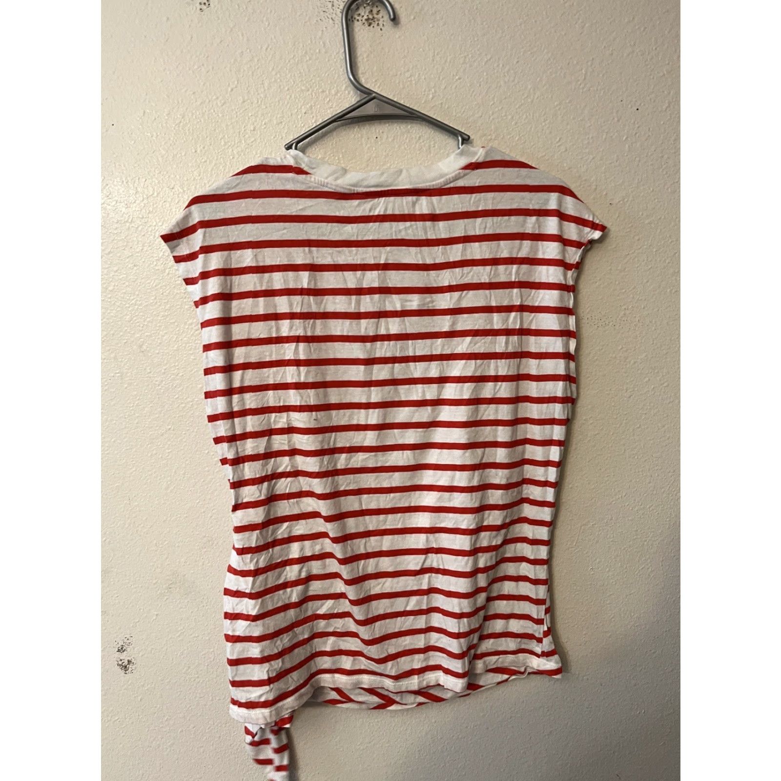 Old Navy Old Navy Women Tank Top Large L Red White Striped Cotton Sleeveless Front Tie Te Size L / US 10 / IT 46 - 2 Thumbnail
