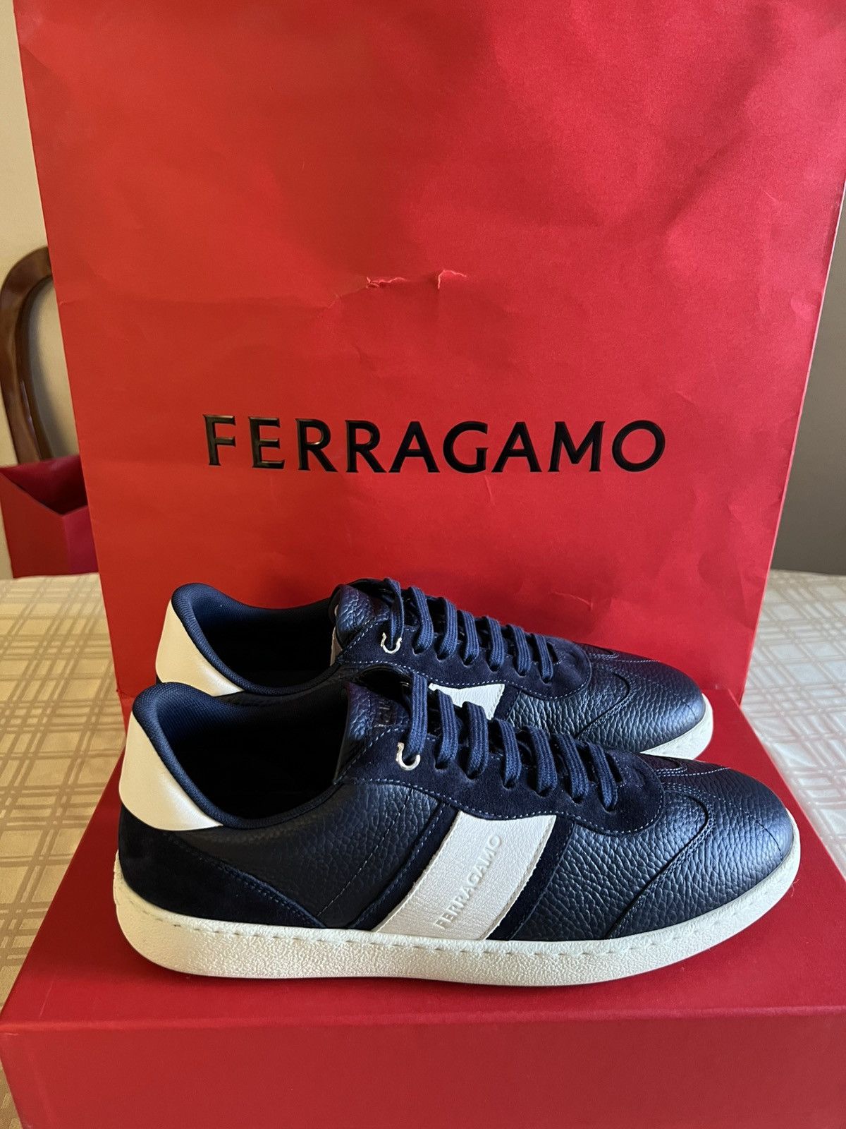 Salvatore Ferragamo Ferragamo Low top sneaker with signature Achille Blue Size US 7.5 / EU 40-41 - 7 Thumbnail
