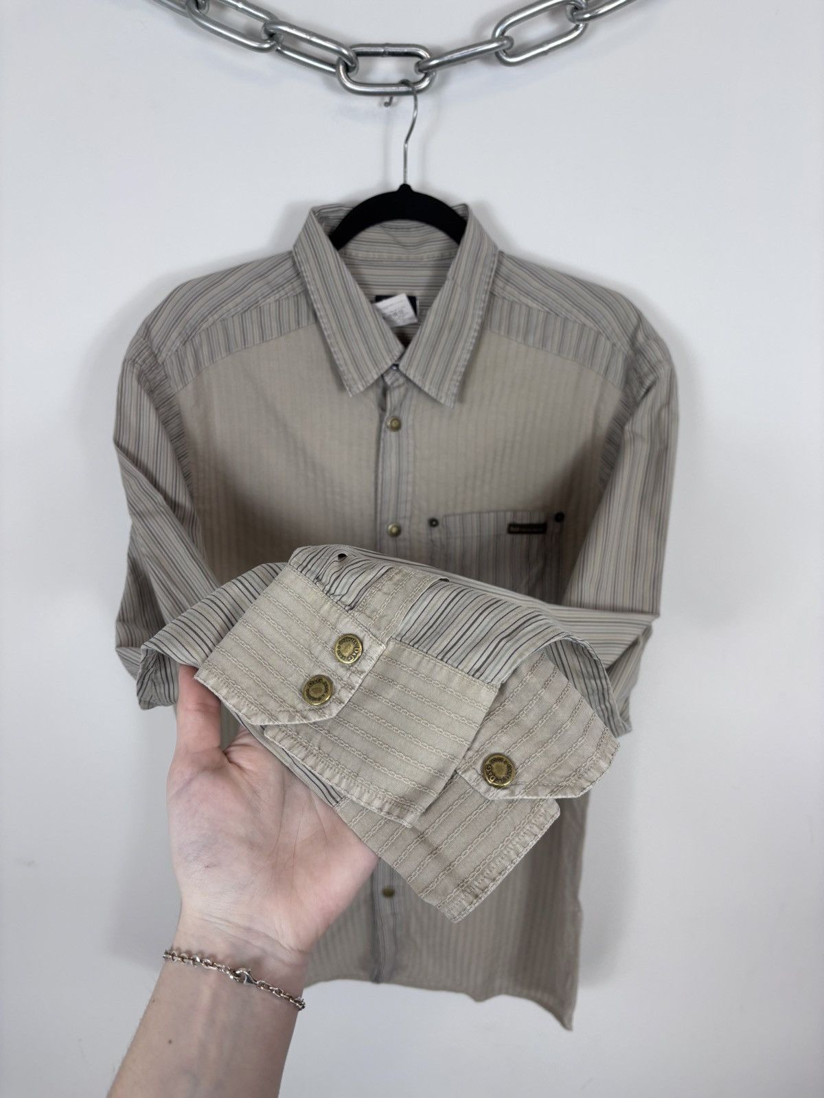 Dolce & Gabbana Dolce & Gabbana Vintage Men’s Beige Striped Button Up Shirt Size US XL / EU 56 / 4 - 11 Thumbnail