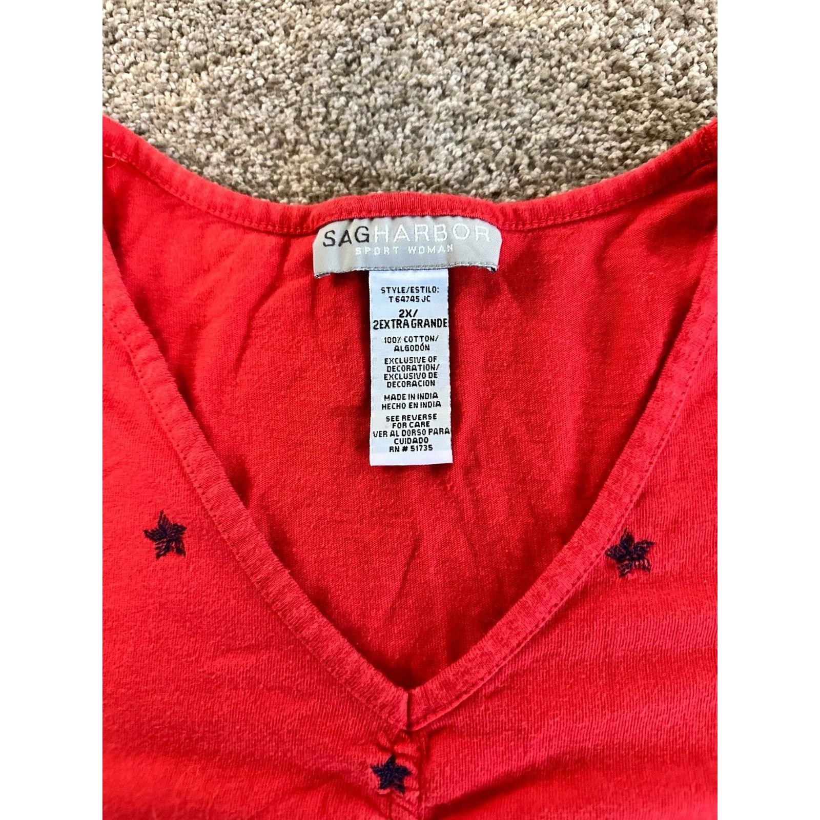Other Women stars Short Sleeve Shirt Embroidery 2X Size XXL / US 16-18 / IT 52-54 - 2 Thumbnail