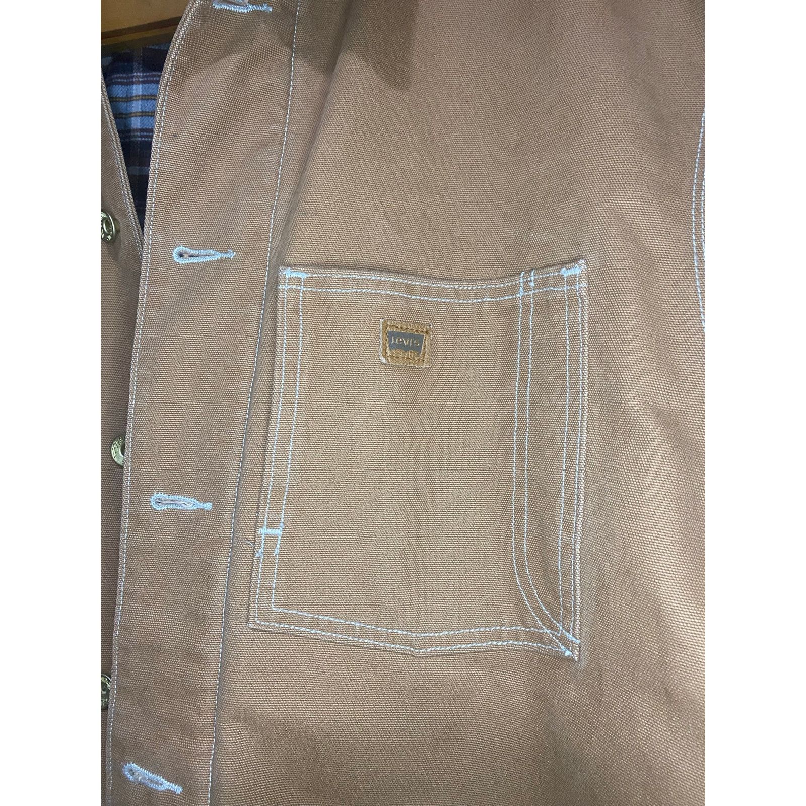 Levi's Levis Canvas Blanket Flannel Lined Chore Barn Coat XL Tan Size US XL / EU 56 / 4 - 3 Thumbnail
