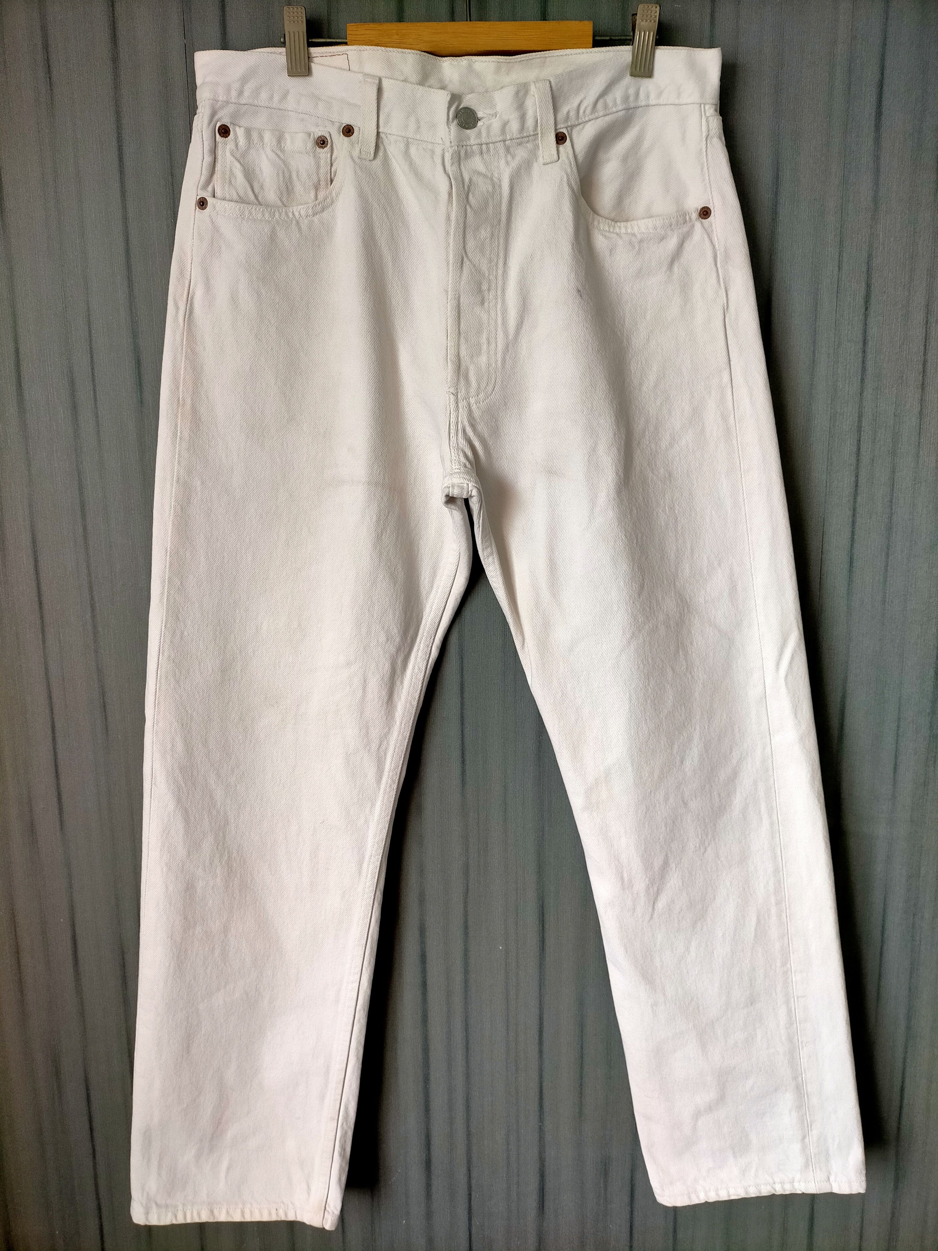 Levi's Vintage Clothing Vintage Levis 501 Usa Button Fly White Jeans Size US 33 - 2 Thumbnail