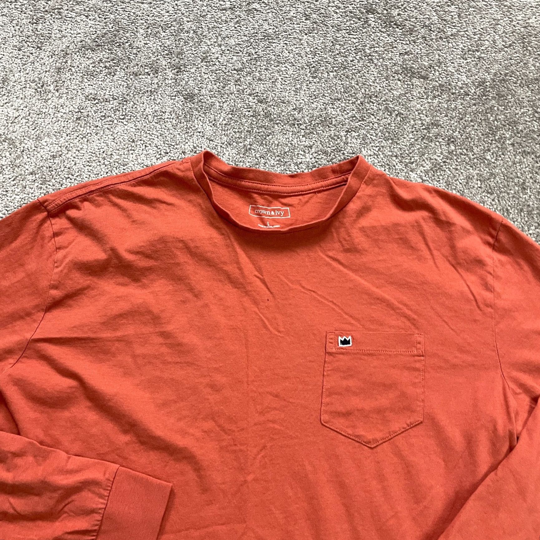 Vintage Crown & Ivy T-Shirt Adult Large Purple Pocket Long Sleeve Crew Neck Cotton Knit Breathable Easy Care Sports Classic Mens Size US XL / EU 56 / 4 - 3 Thumbnail
