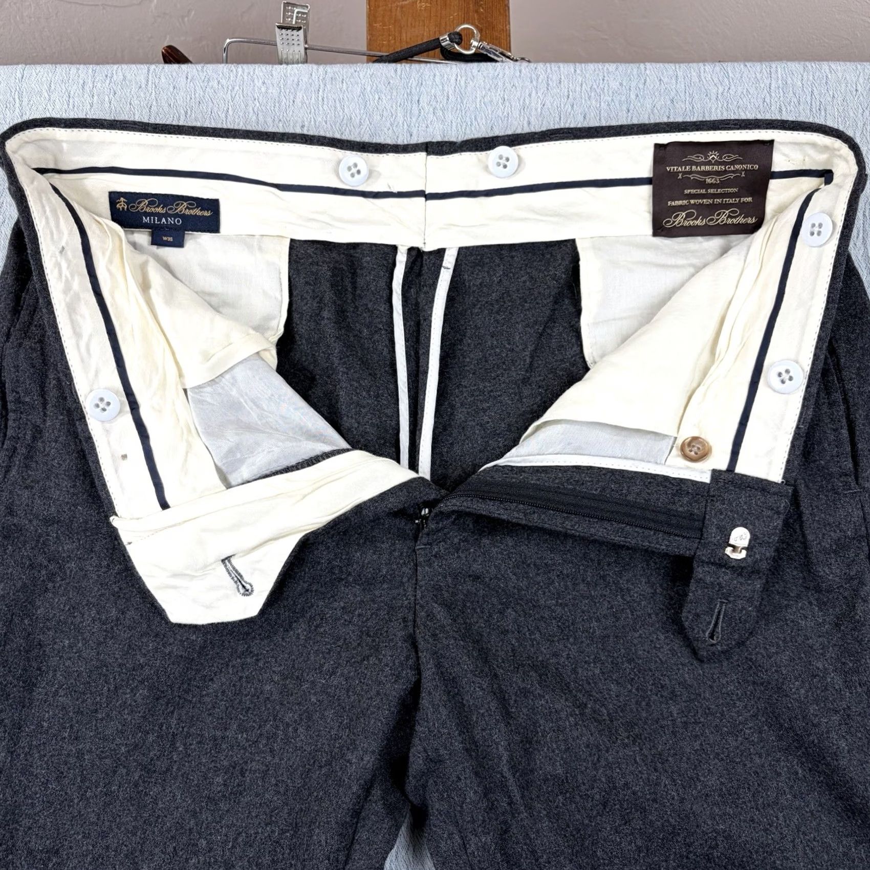 Brooks Brothers Brooks Brothers Milano Pants Mens 35x26 VITALE BARBERIS CANONICO Italian Fabric Blend Dress Size US 35 - 5 Thumbnail