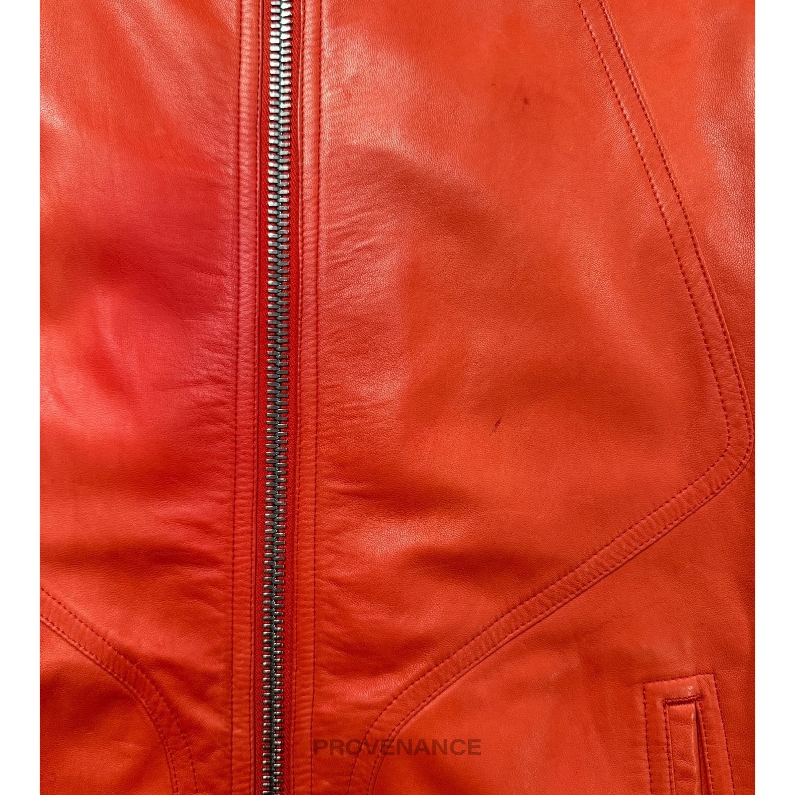 Rick Owens 🔴 Rick Owens Walrus Intarsia Leather Jacket - 50 Red Size US M / EU 48-50 / 2 - 10 Thumbnail