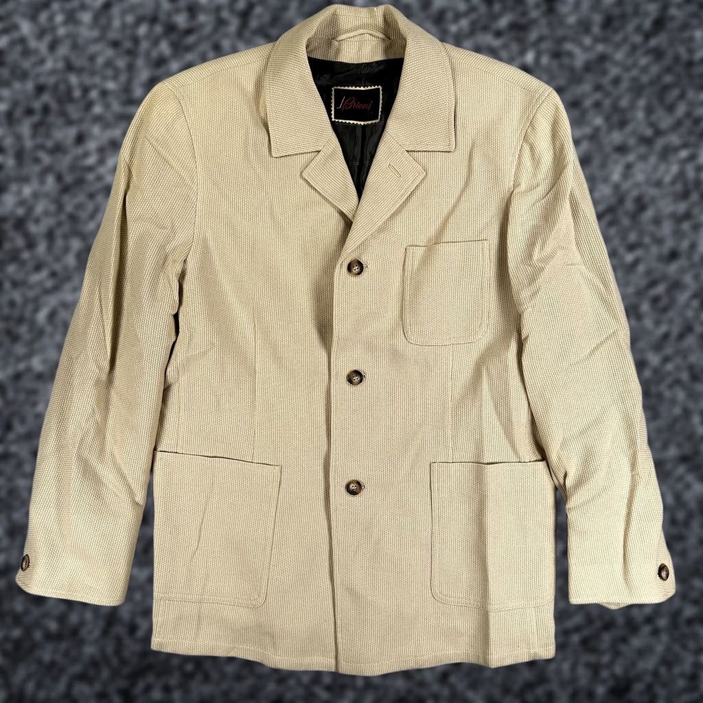 Brioni VINTAGE Brioni Sport Coat Mens M Beige Cotton Cashmere Leather Italy Shirt Size US M / EU 48-50 / 2 - 1 Thumbnail