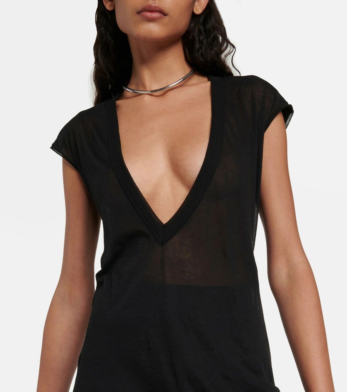 Rick Owens o1y0126 V-neck T-Shirt in Black Size XS / US 0-2 / IT 36-38 - 2 Thumbnail