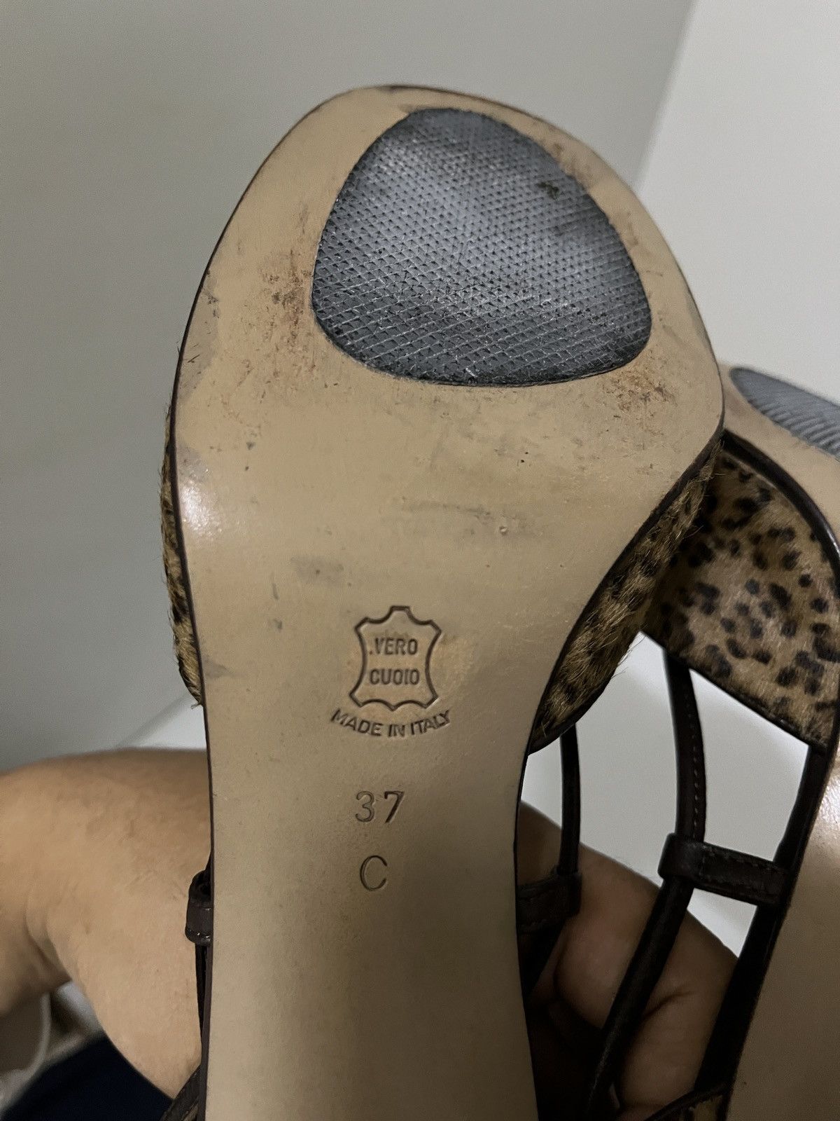 Bottega Veneta Bottega Veneta Brown Calf Hair Leopard Ankle Strap Size US 7 / IT 37 - 7 Thumbnail