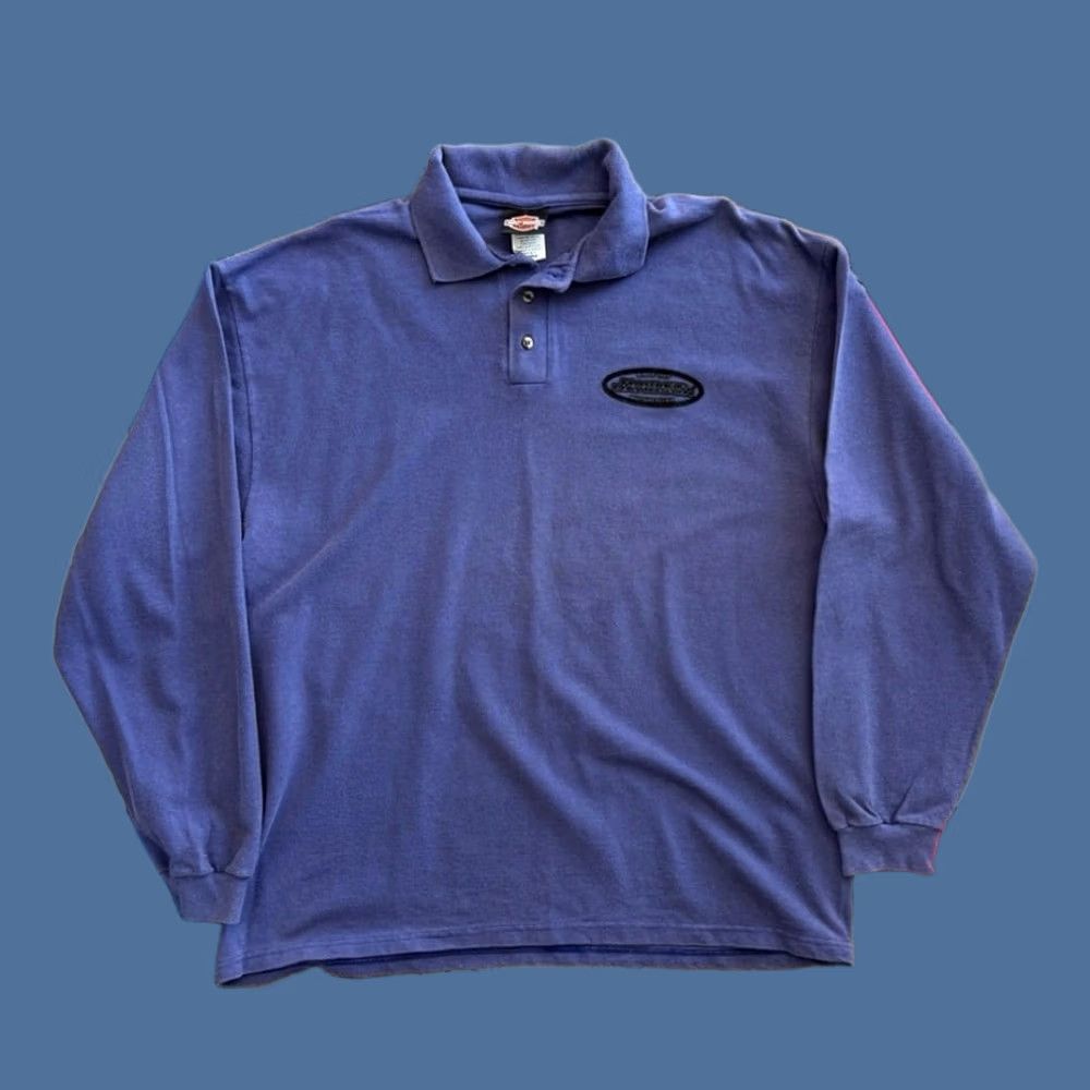 Harley Davidson VINTAGE Harley Davidson Polo Shirt Adult XL Blue Long Sleeve Biker Motorcycle 90s Y2k Mens Size US XL / EU 56 / 4 - 1 Thumbnail
