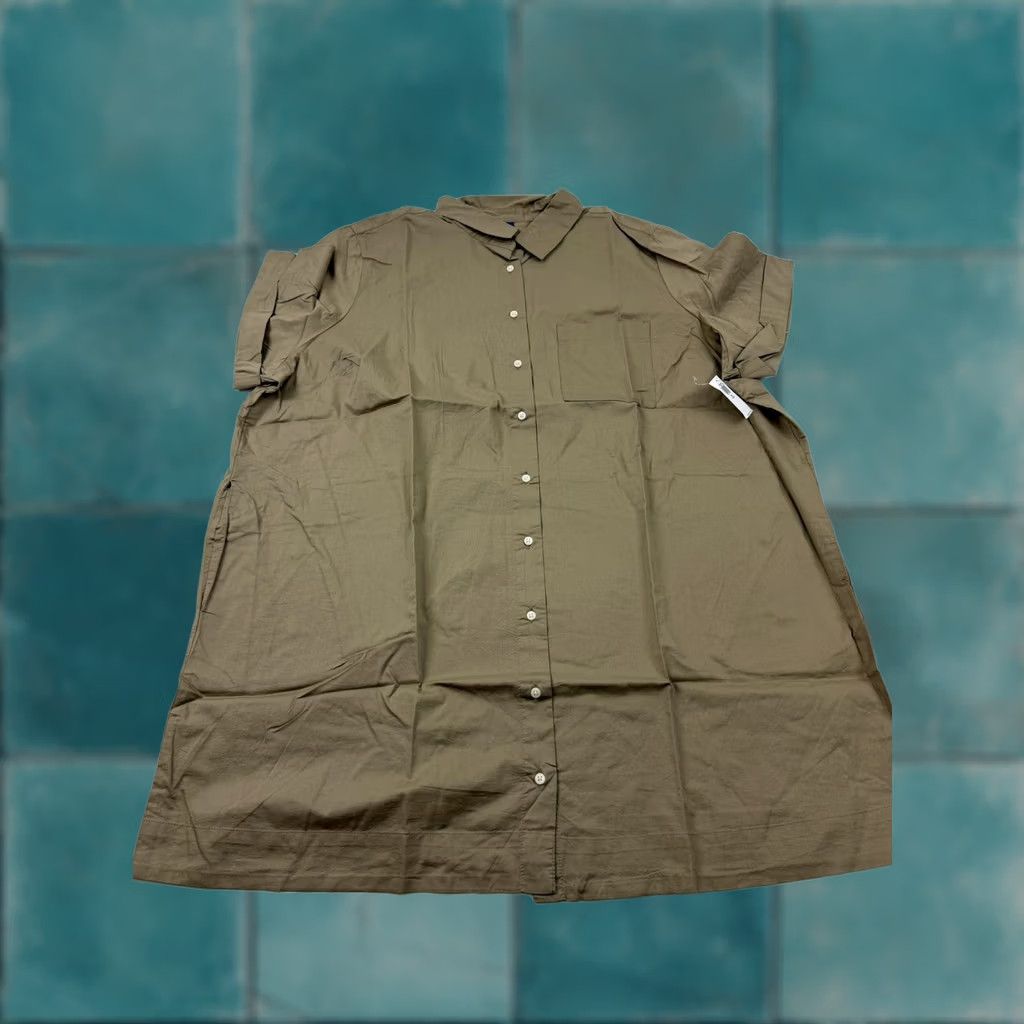 Old Navy Old Navy Shirt Dress Womens XXL Petite Beige Short Sleeve Button Front Dress Size XXL / US 16-18 / IT 52-54 - 1 Thumbnail