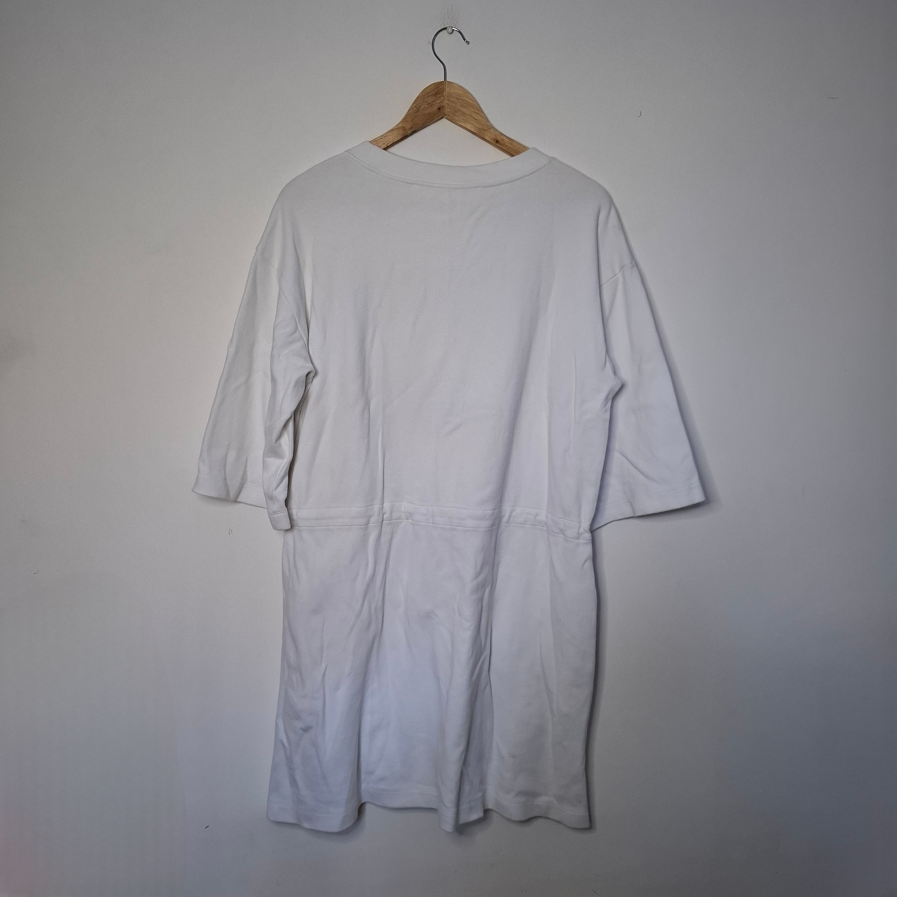 Off-White OFF-WHITE Script Logo Print Coulisse White Shirt Dress Size L / US 10 / IT 46 - 2 Thumbnail