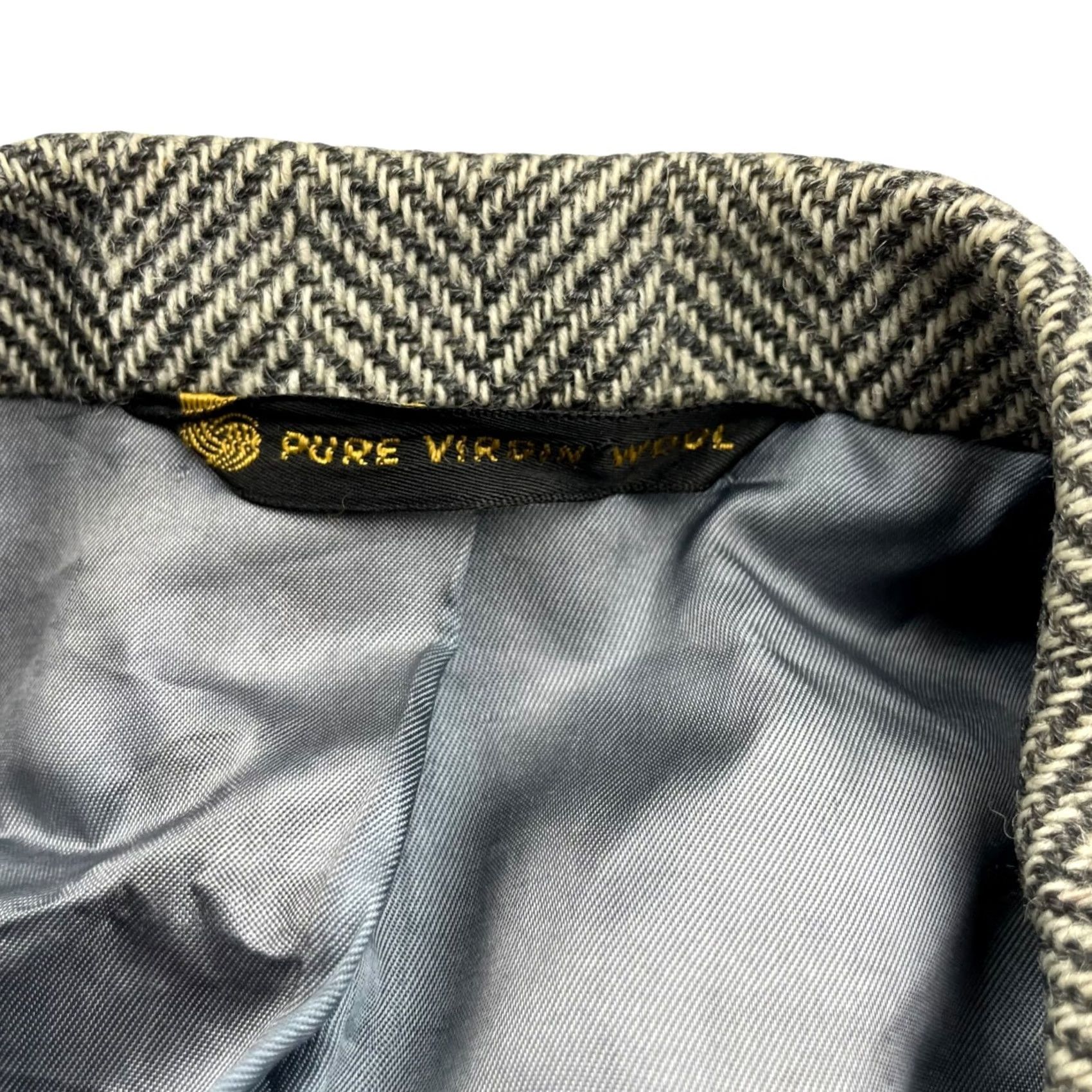 Hart Schaffner Marx VINTAGE Hart Schaffner Marx Blazer Wool Tweed Gray Herringbone Men's Two-Button 44R Size 44R - 5 Thumbnail