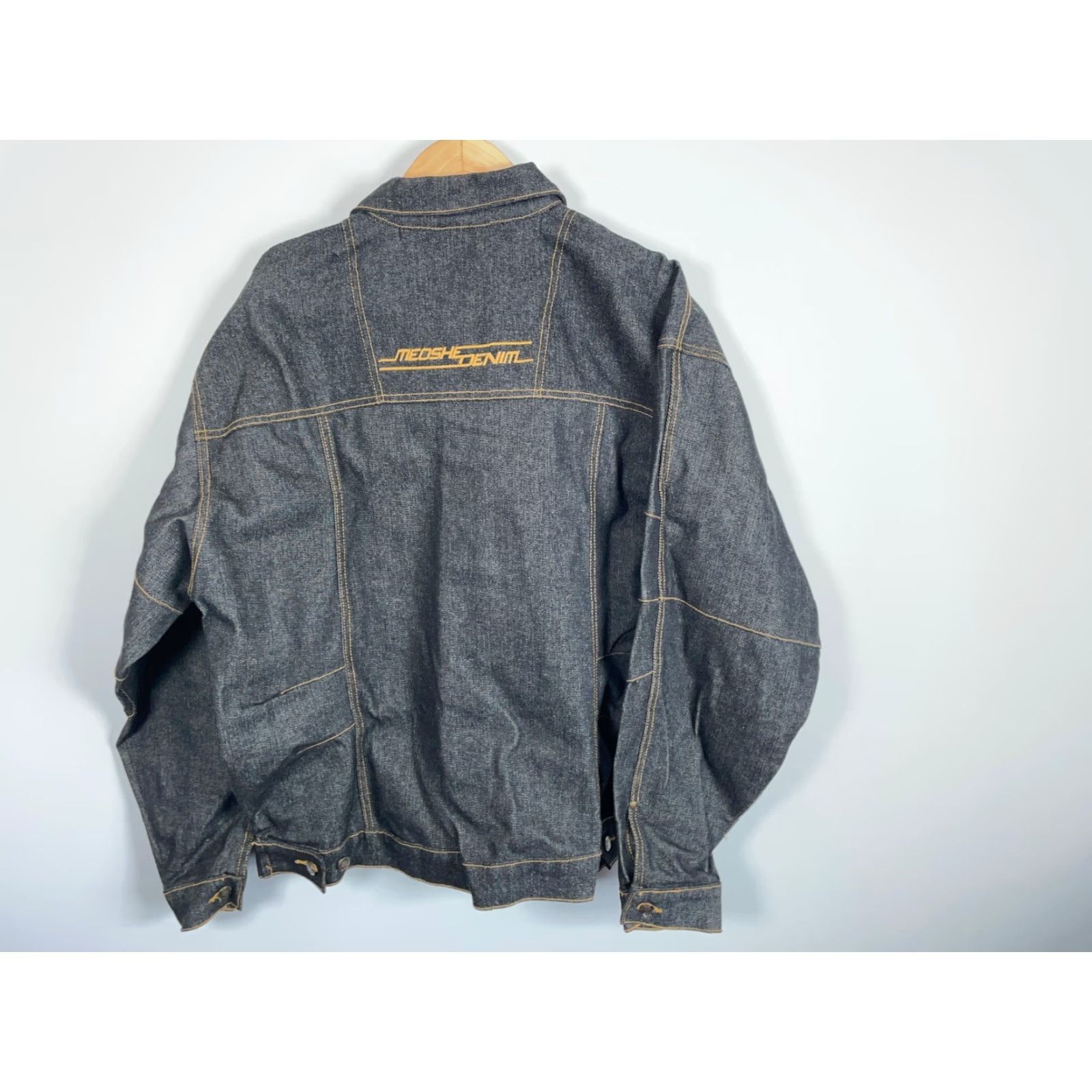 Denime Meoshe Hip Hop Style Denim Jacket Men's XL (Fits 2XL) Black Embroidered Y2K Rap Jacket Size US XL / EU 56 / 4 - 2 Thumbnail