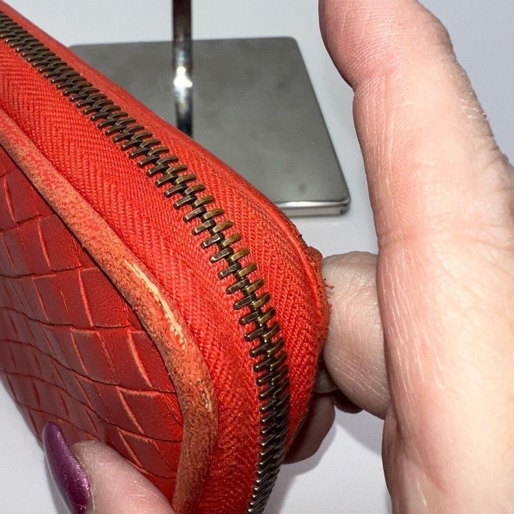 Bottega Veneta Bottega Veneta Red/Orange Intrecciato Woven Nappa Leather Zip Around Wallet Size ONE SIZE - 5 Thumbnail