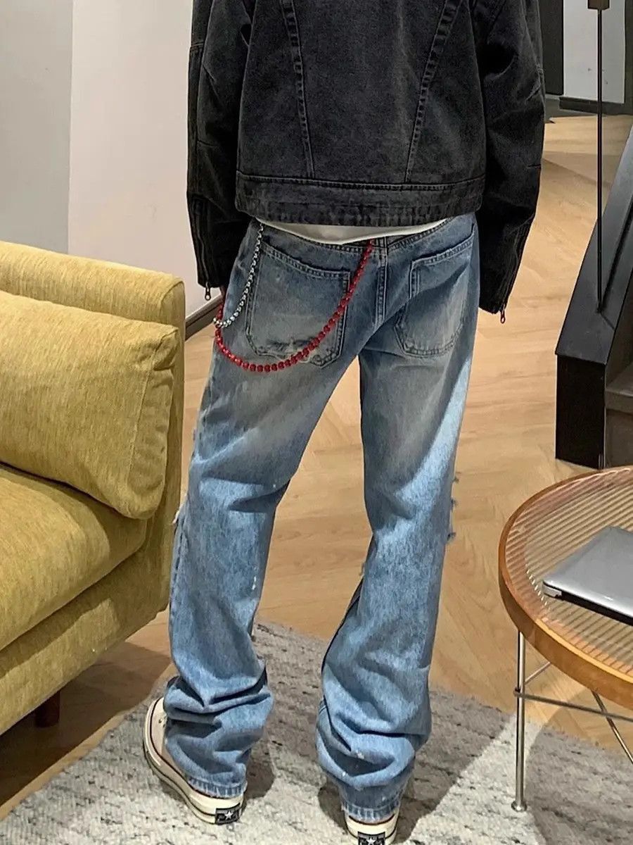 Japanese Brand Retro washed splashed ink distressed jeans Size US 32 / EU 48 - 4 Thumbnail