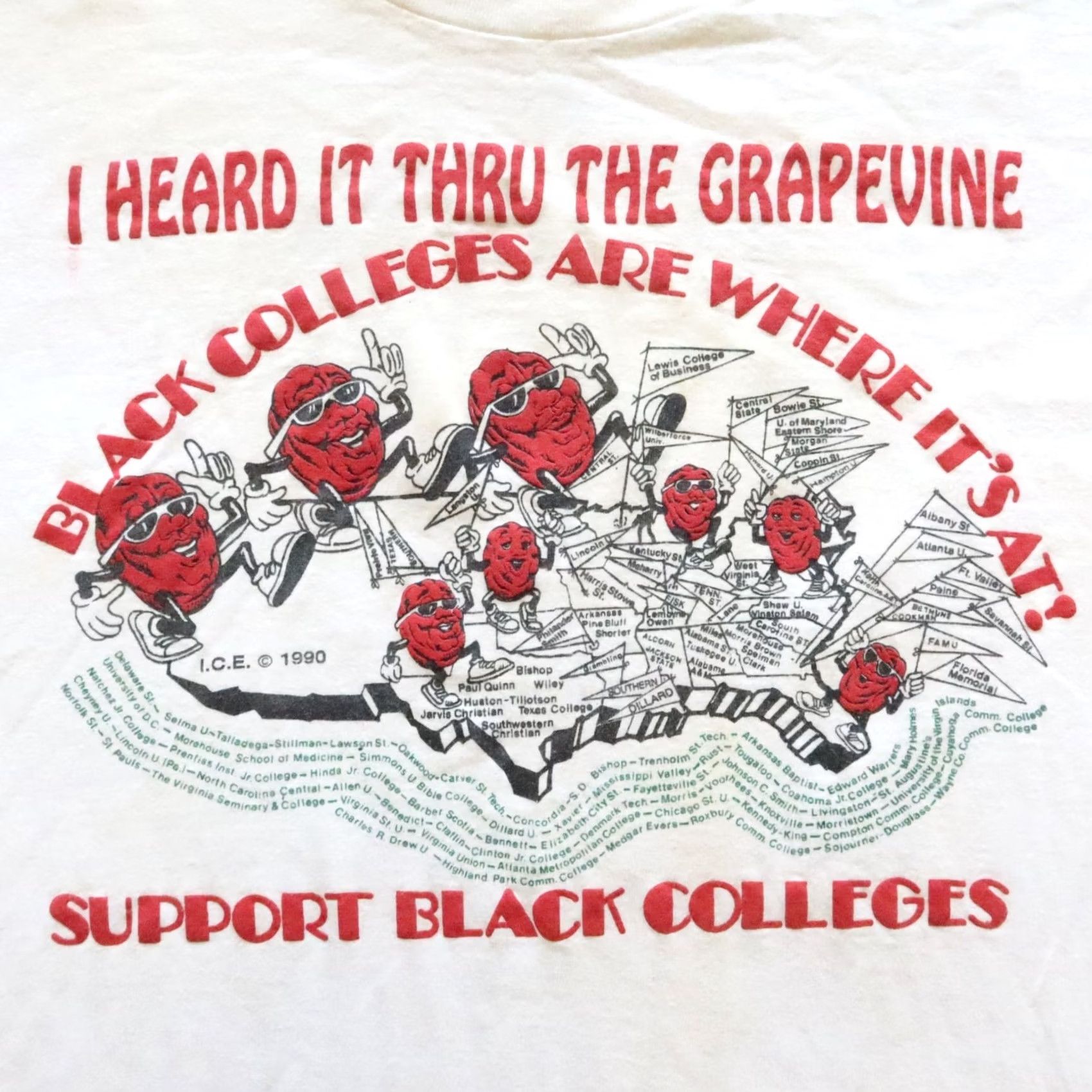 Vintage Vintage 90s Support Black Colleges Tshirt XL White Shirt Mens Size US XL / EU 56 / 4 - 7 Thumbnail