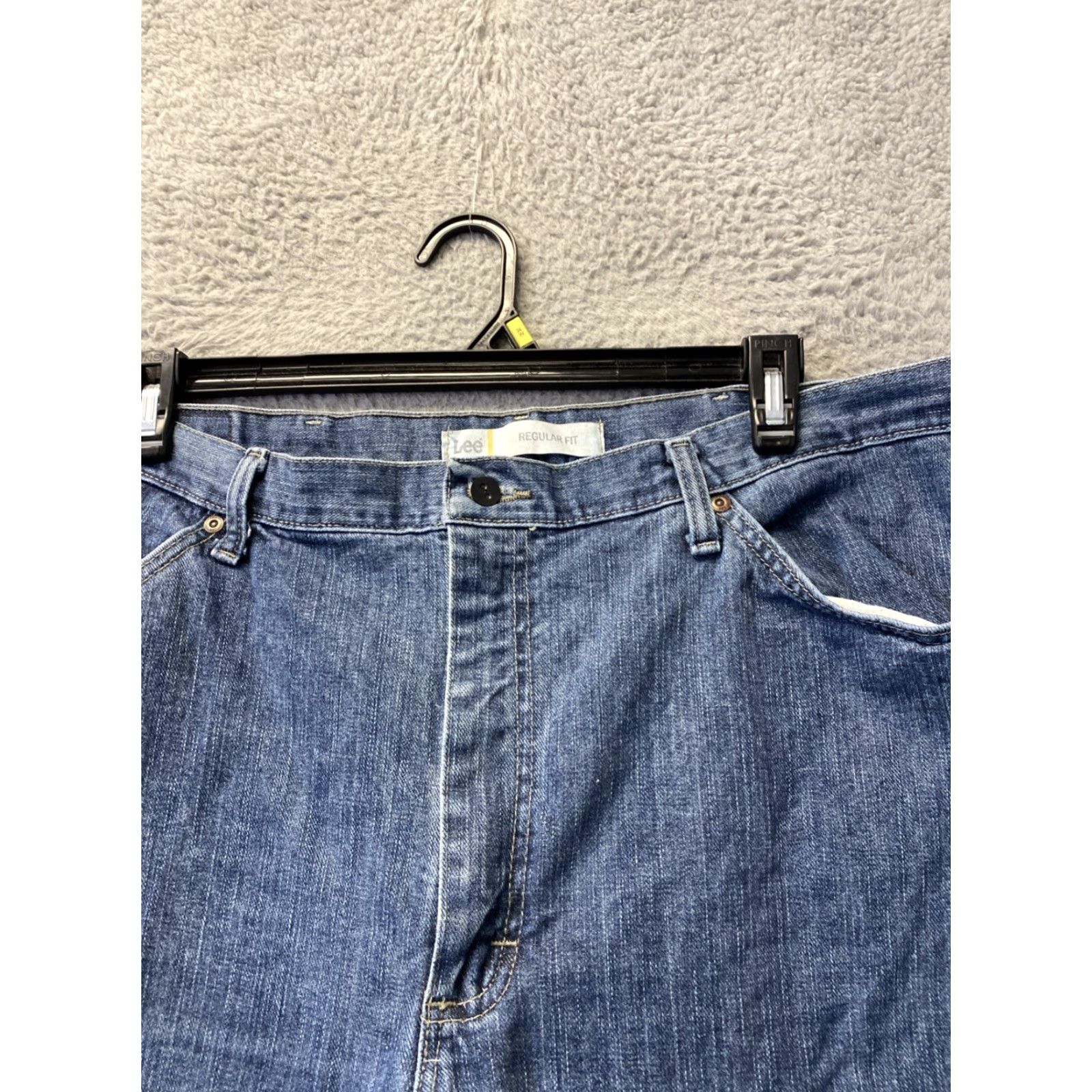 Lee Lee Mens Jeans 42x34 Blue Relax Fit Straight Leg Denim 5-Pocket Zipper Button Cotton Lee Logo Regular Inseam 34" Size US 42 / EU 58 - 3 Thumbnail