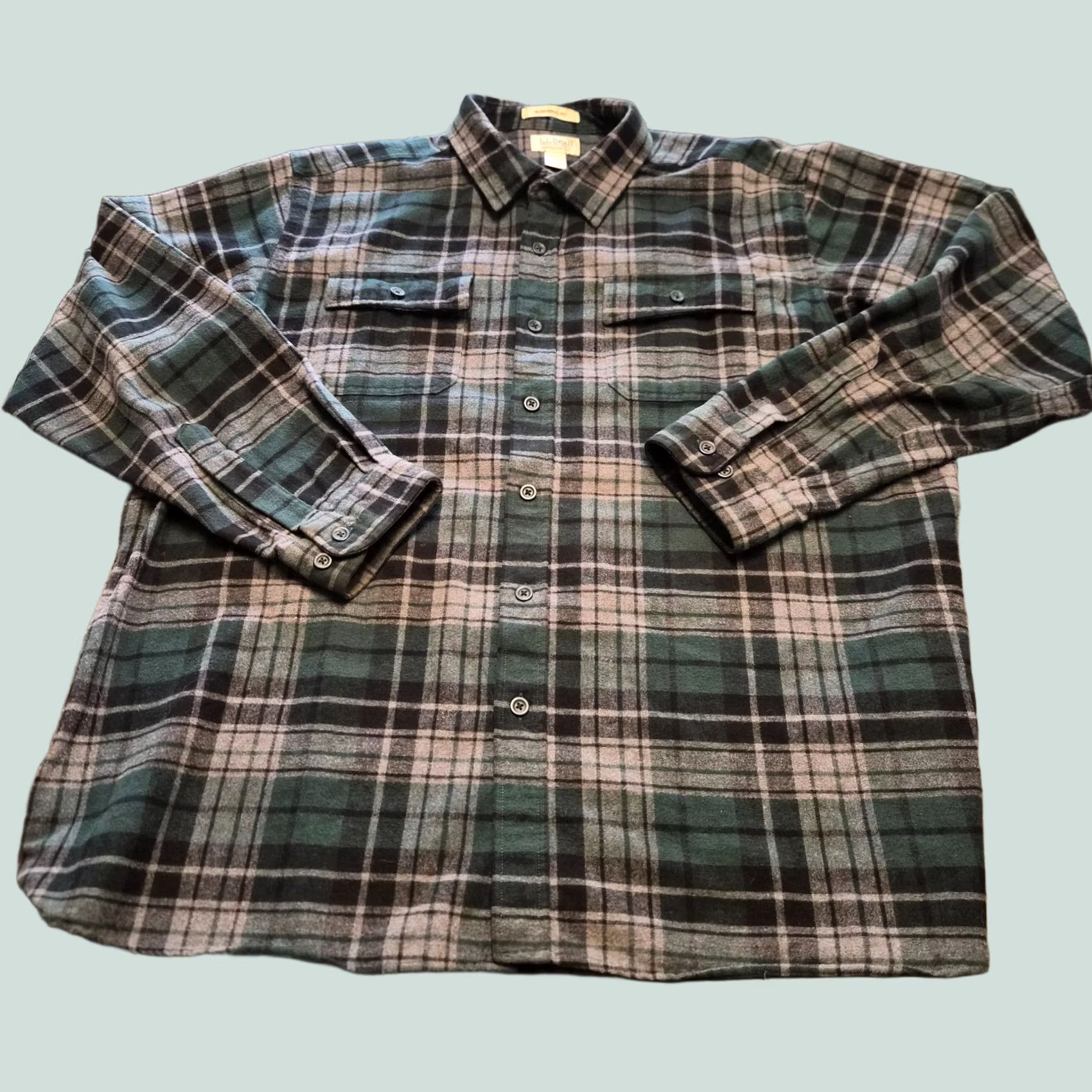 Vintage L.L. Bean Shirt Men 2XL Green Plaid Flannel Long Sleeve Button-Up Chamois Cloth Heavy G088 Size US XXL / EU 58 / 5 - 1 Thumbnail