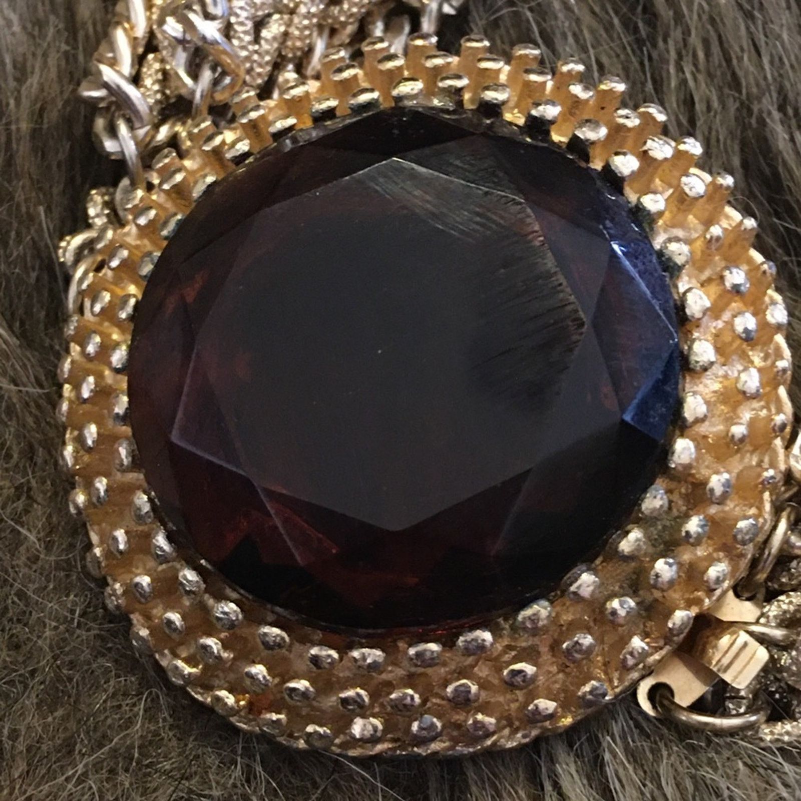 Vintage Vintage faceted brown glass gold chain necklace Size ONE SIZE - 11 Thumbnail