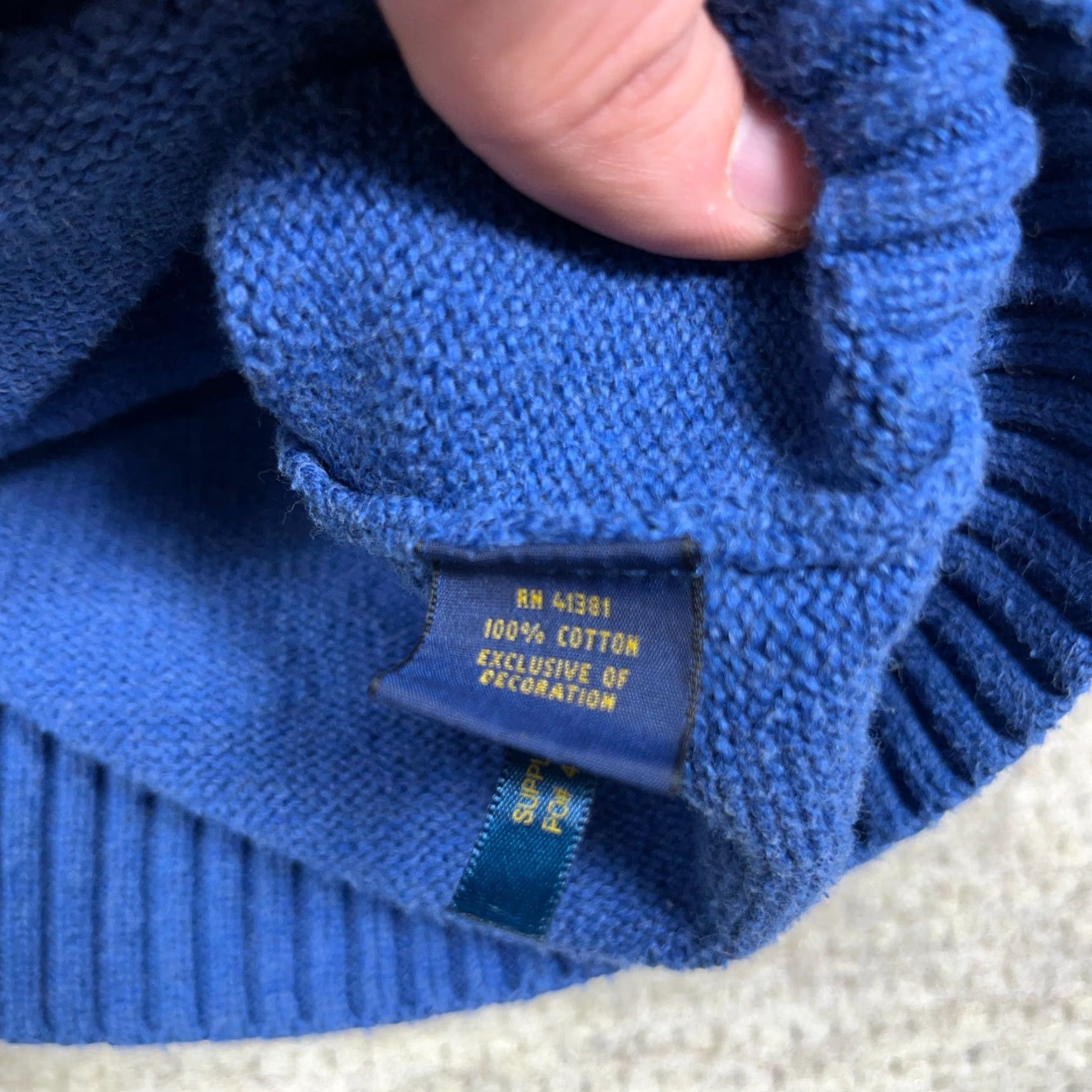 Polo Ralph Lauren Polo Ralph Lauren Sweater Men XXL Blue Pullover Heavy Knit Quarter Zip Ribbed Size US XXL / EU 58 / 5 - 5 Thumbnail