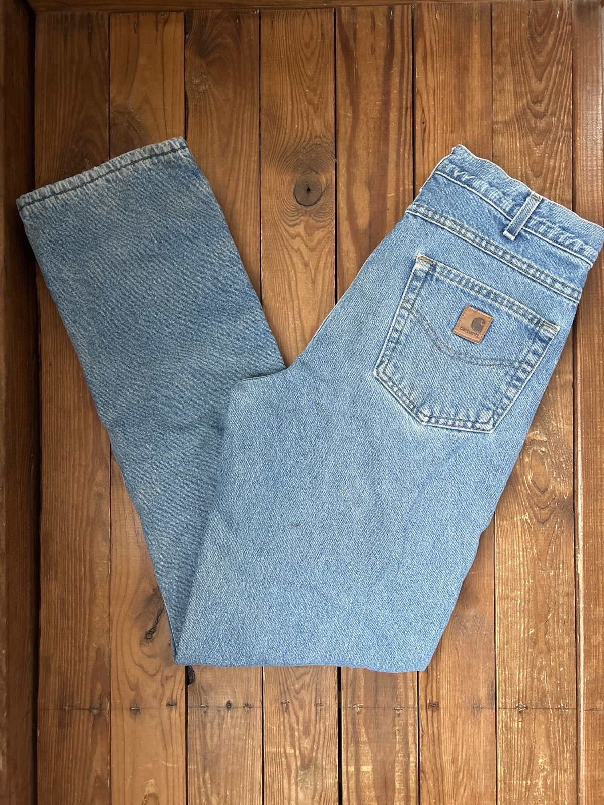 Carhartt × Vintage Vintage Carhartt Fleece Lined Blue Denim Jeans Size US 32 / EU 48 - 1 Thumbnail