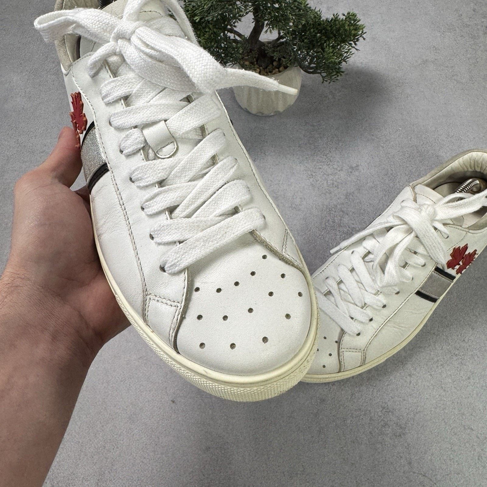 Dsquared2 Dsquared2 White Leather Low Top Sneakers Size 41 US 8 Men Size US 8 / EU 41 - 7 Thumbnail