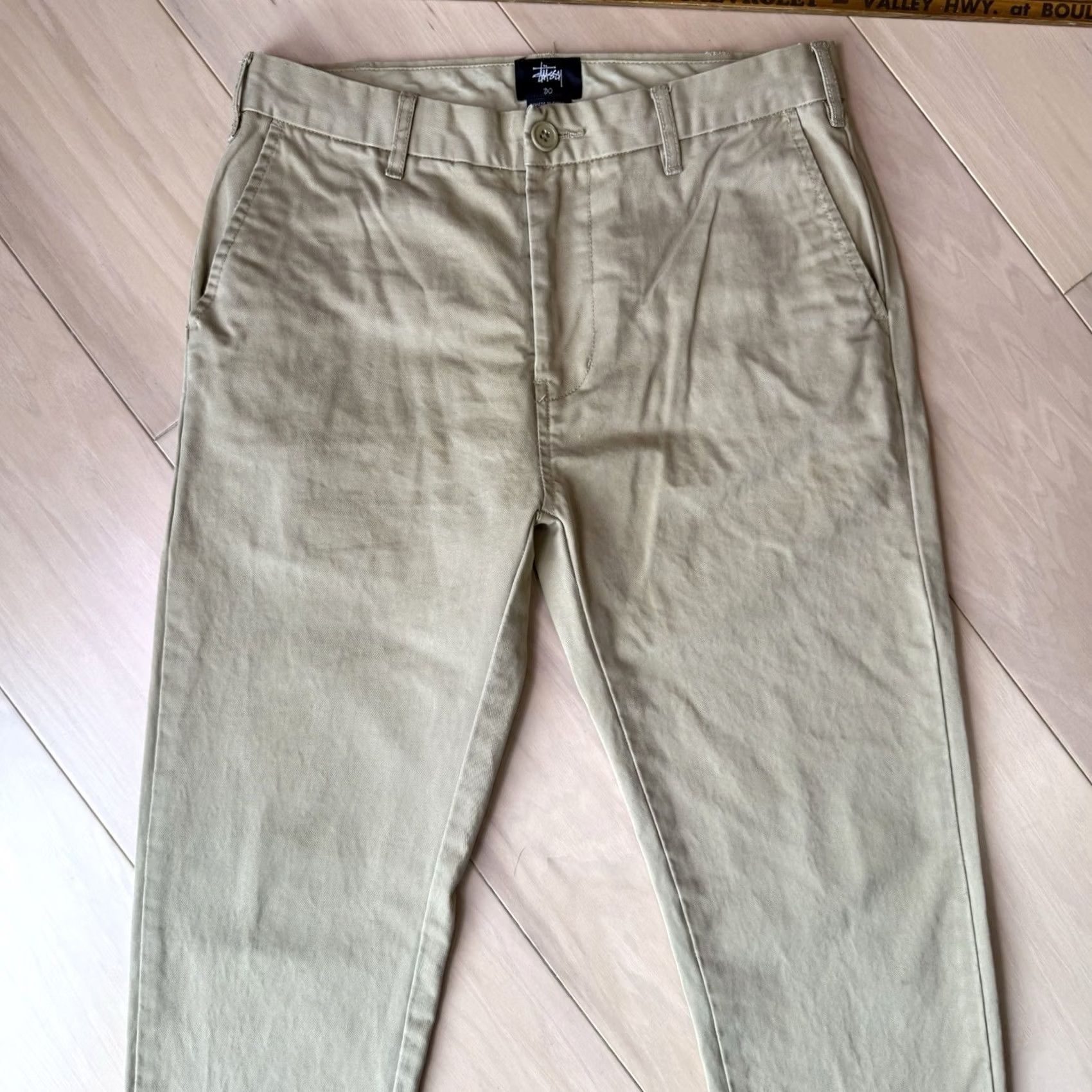 Vintage VINTAGE Stussy Chino Pants 30 Khaki Minimalist Streetwear Los Angeles Skater Pants mens Regular Straight Beige Cotton 5-Pocket Logo Garm Cord? Size US 30 / EU 46 - 3 Thumbnail