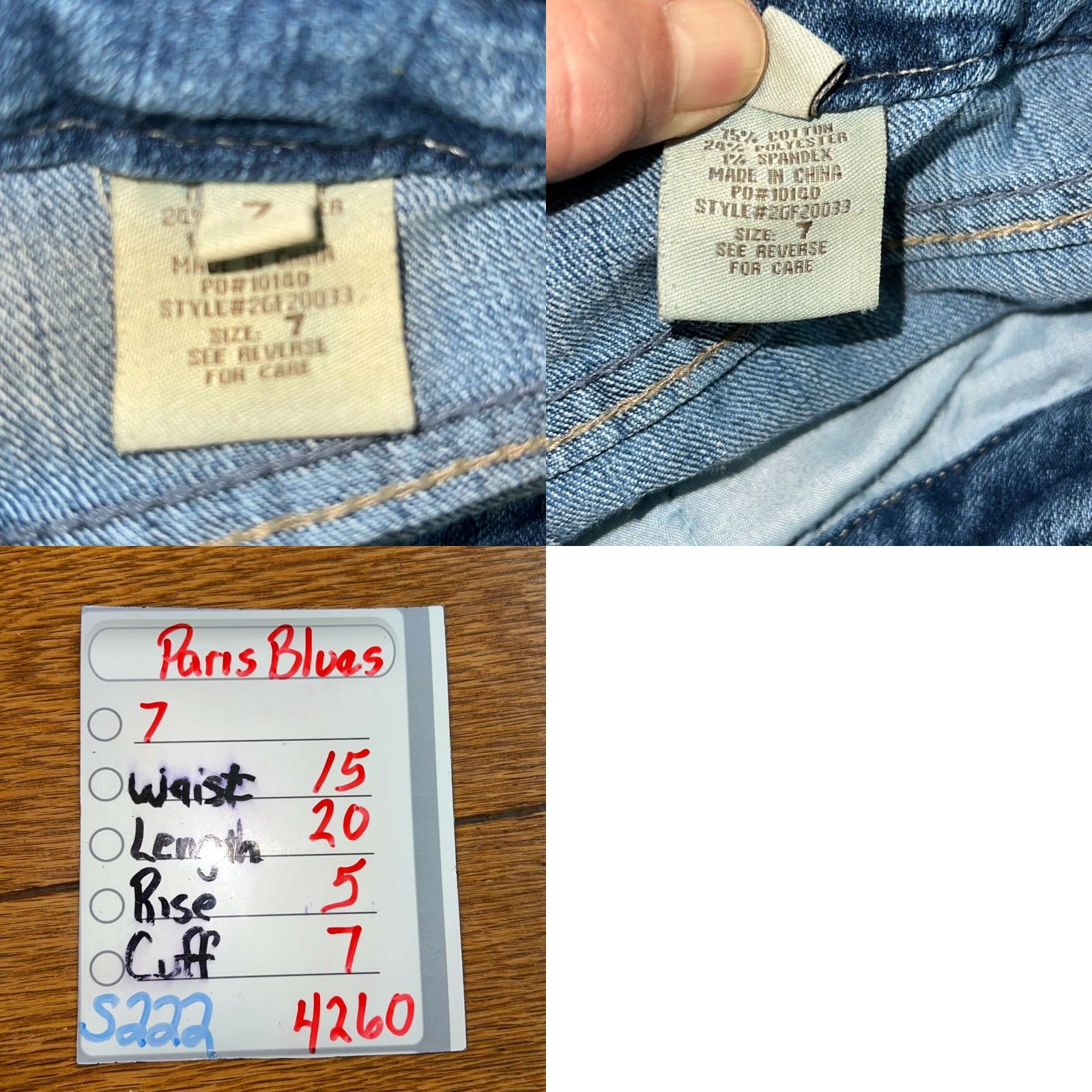 Vintage Paris Blues Womens Jeans Cropped Blue Distressed Stretch 7 Size 28" / US 6 / IT 42 - 8 Thumbnail