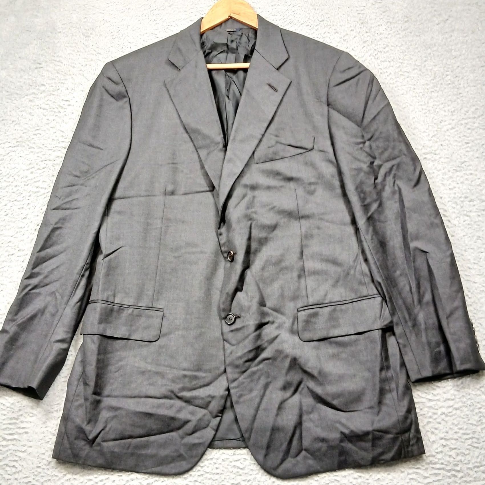 Brooks Brothers Brooks Brothers Golden Fleece Blazer 44L Gray Wool 100% Hand Tailored Two-Button Notch Lapel Mens Long Classic Business Jacket Coats Blazer Size 44R - 2 Thumbnail