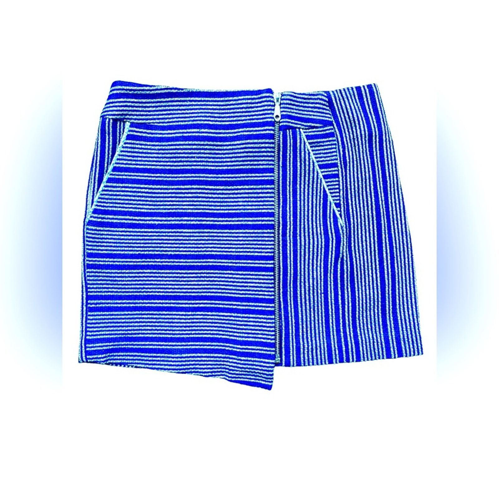 Rebecca Minkoff REBECCA MINKOFF ASYMMETRICAL TEXTURED STRIPE SKIRT Size 28" / US 6 / IT 42 - 1 Thumbnail