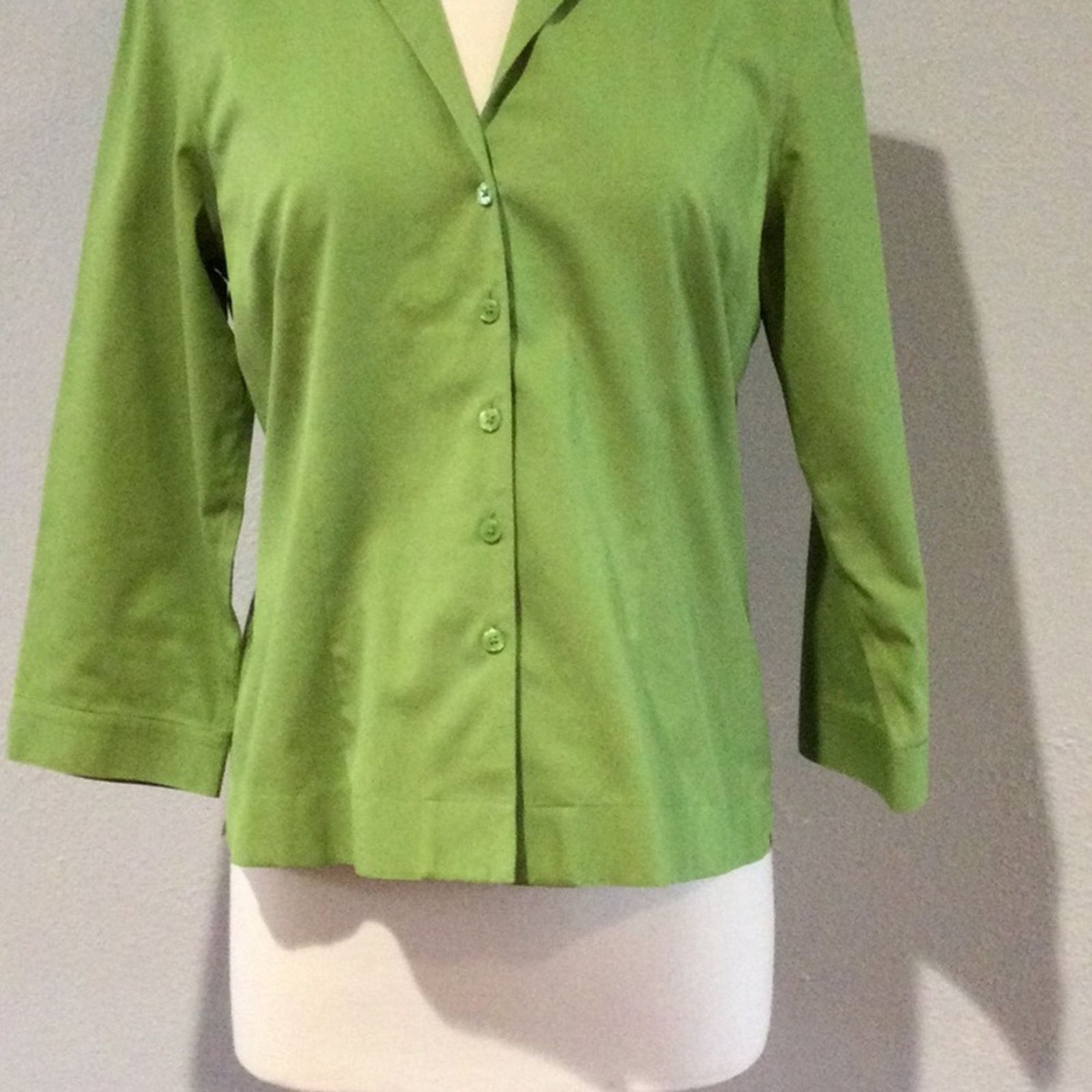 Jones New York Jones New York Green Button Front Collar No Iron Blouse Sz 8 Size M / US 6-8 / IT 42-44 - 3 Thumbnail