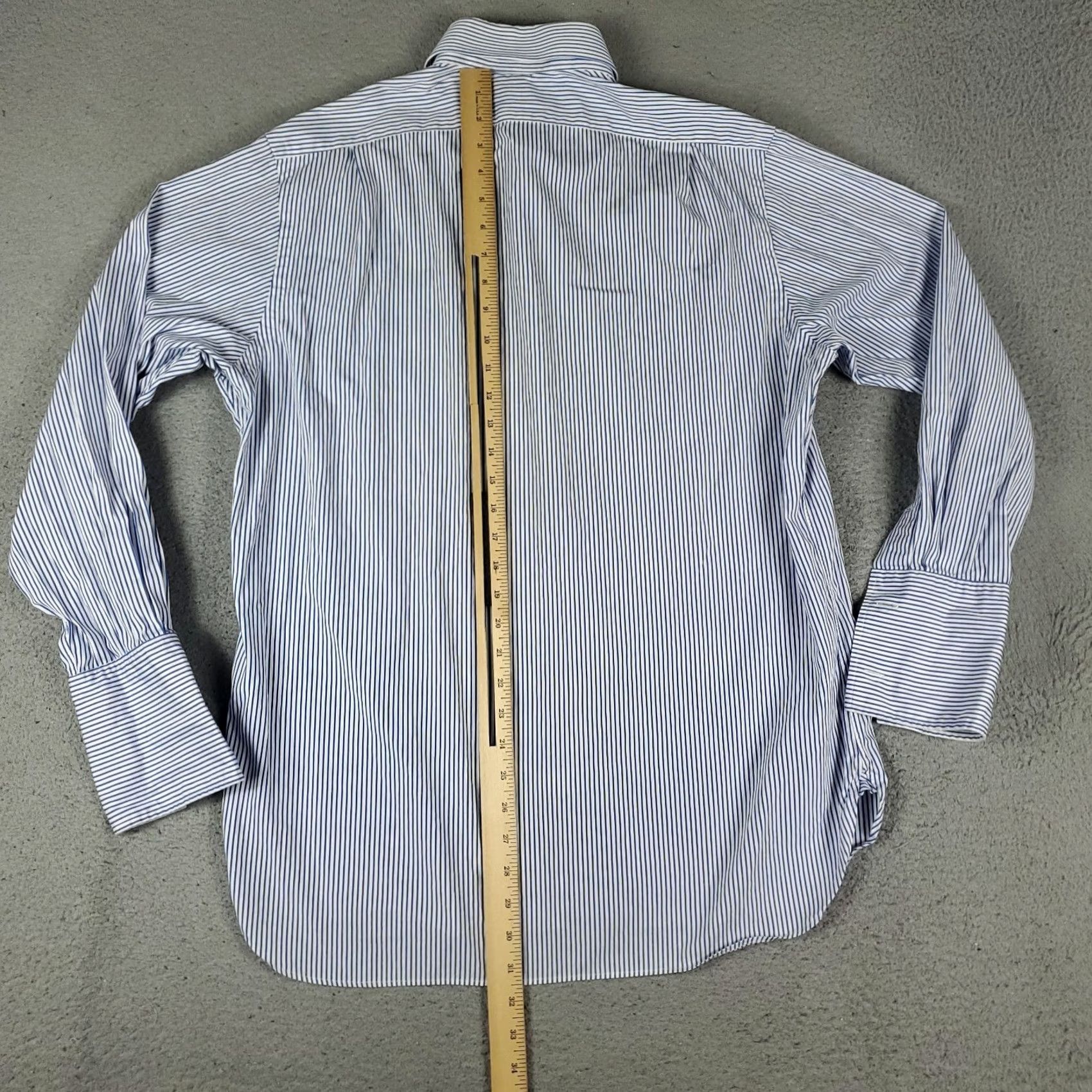 Ralph Lauren Ralph Lauren Shirt Mens 16.5 Blue Striped French Cuff Button Up Long Sleeve Shirt Size US XL / EU 56 / 4 - 6 Thumbnail