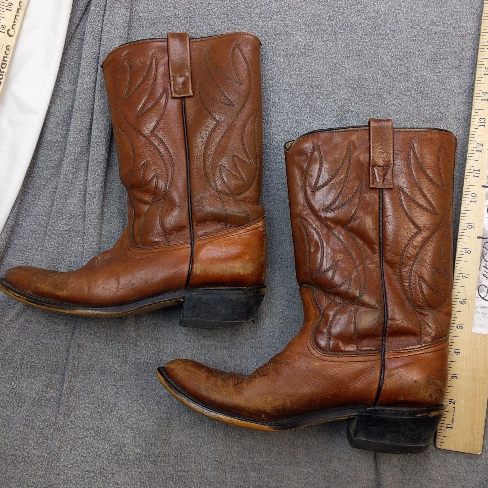 Vintage VINTAGE Leather Western Cowboy Boots Mens Size 8.5 E Brown Pull On Neolite USA Size US 9 / EU 42 - 2 Thumbnail