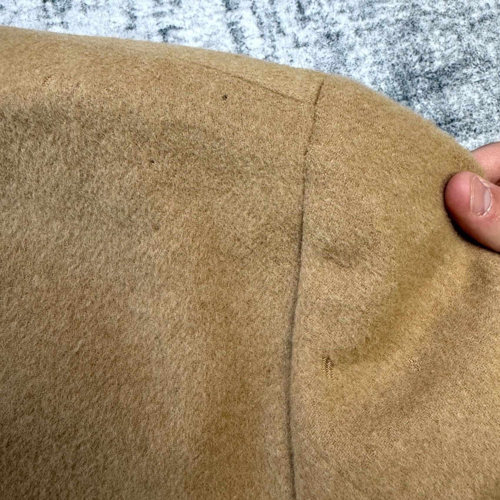 Nordstrom VTG Nordstrom Camel Hair Blazer Jacket Men's 50L Beige Solid Single-Breasted 2-Button Notch Lapel Old Money Academia Coat/Blazer Mens Size 50R - 7 Thumbnail