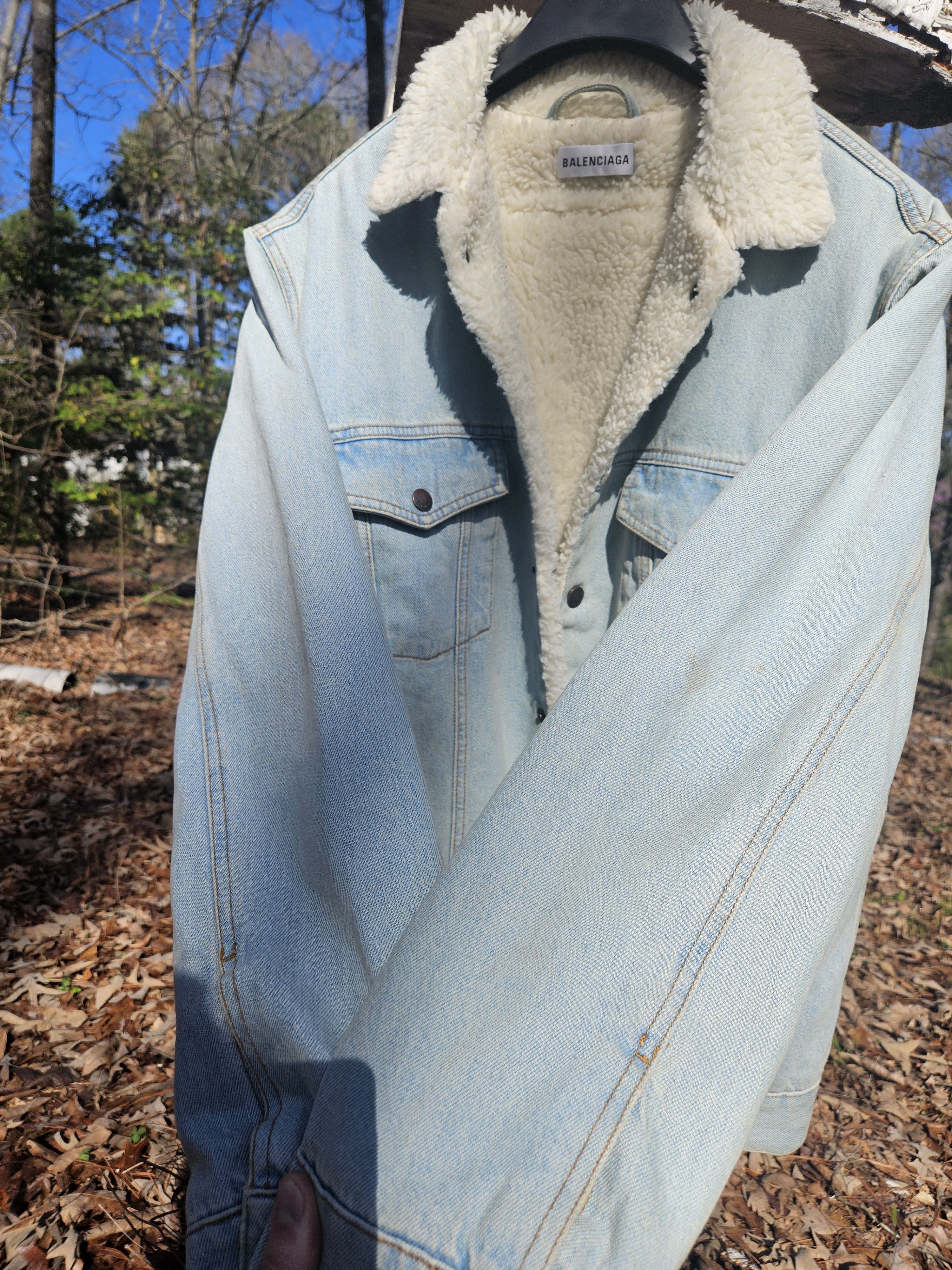 Balenciaga Balenciaga Shearling Sherpa Oversized Denim Jacket Size US XS / EU 42 / 0 - 8 Thumbnail
