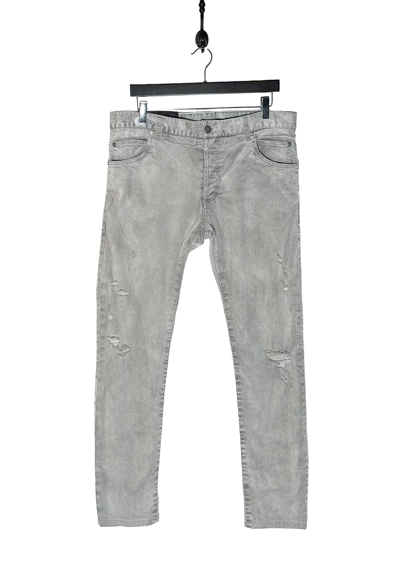Balmain Balmain Grey Distressed Slim Jeans Size US 34 / EU 50 - 1 Thumbnail
