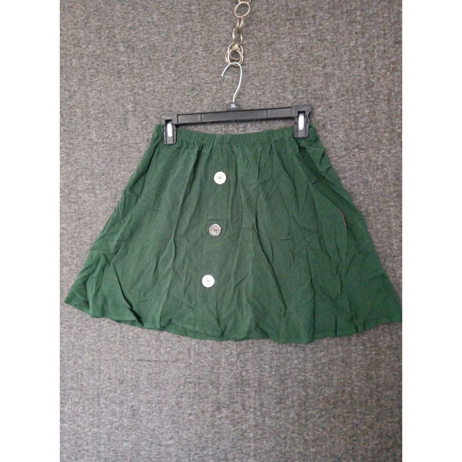 Vintage Toluca Palm Green Elastic Waist Midi Skirt - Size S - Cotton Spandex Linen Blend - Women’s Fashion Size 28" / US 6 / IT 42 - 2 Thumbnail