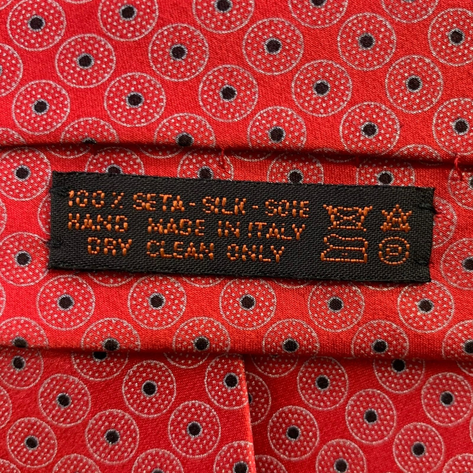 Dolcepunta DOLCEPUNTA Red Grey Polka Dot Silk Tie Size ONE SIZE - 4 Thumbnail