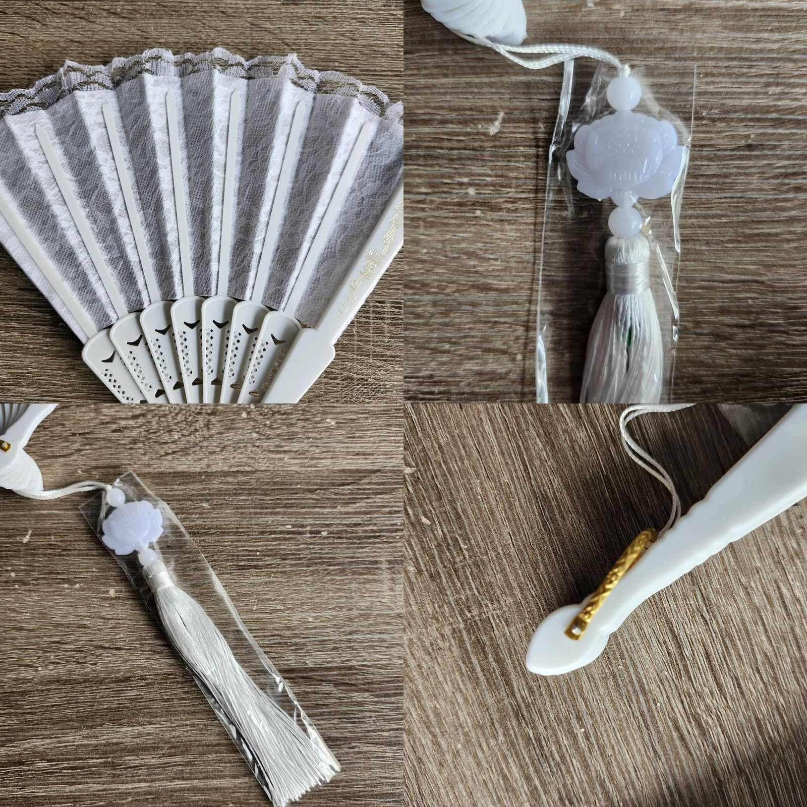 DANCER VINTAGE Hand Fan Plastic Abanico de Mano Bolsillo ole Dance White Floral Tassel LOT 3 Size ONE SIZE - 8 Thumbnail