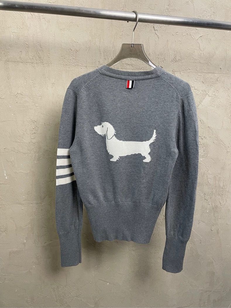 Thom Browne Thom browne Gray puppy four-striped knitted cardigan jacket Size S / US 4 / IT 40 - 2 Thumbnail