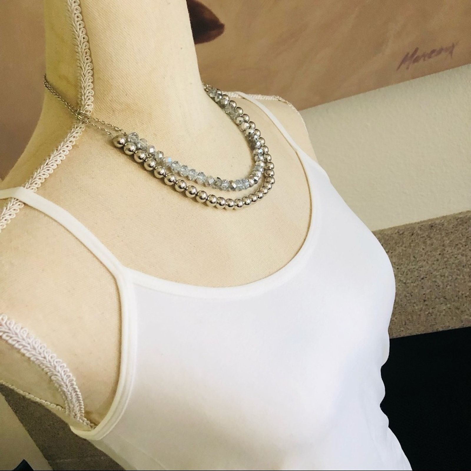 Jewelry Elegant double strand beaded chain necklace Size ONE SIZE - 2 Thumbnail