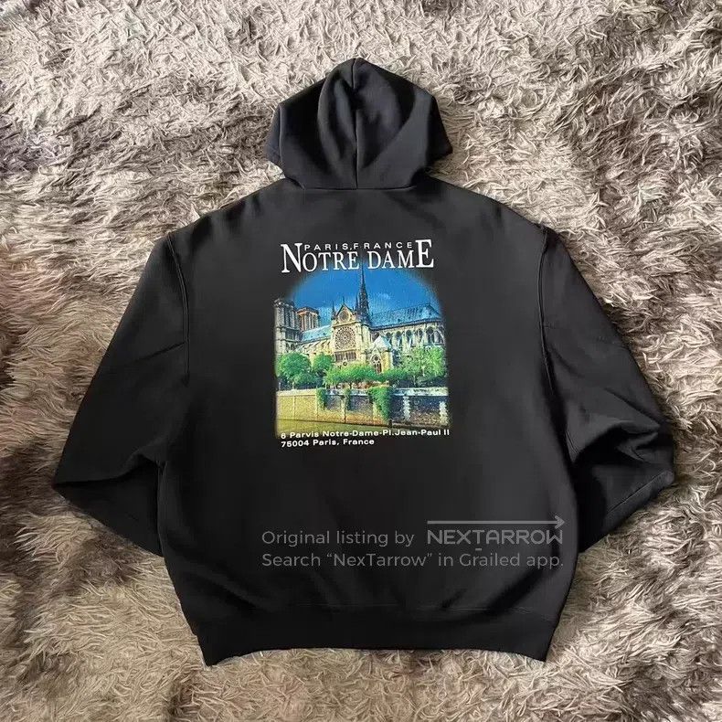 Balenciaga Balenciaga Castle Print Destroyed Hooded Sweatshirt Size US M / EU 48-50 / 2 - 2 Thumbnail
