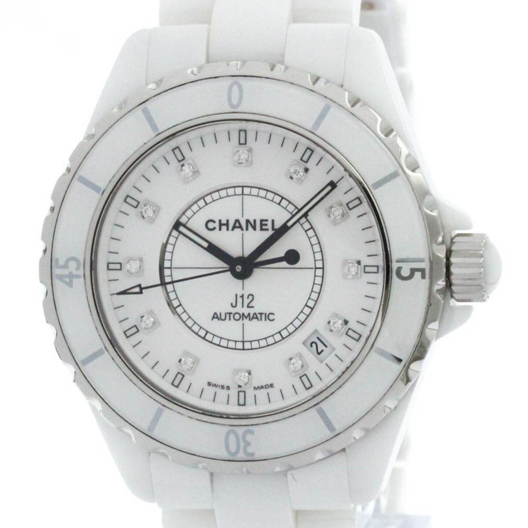 Chanel Polished CHANEL J12 Diamond Ceramic Automatic Mens Watch H1629 BF581641 Size ONE SIZE - 1 Thumbnail