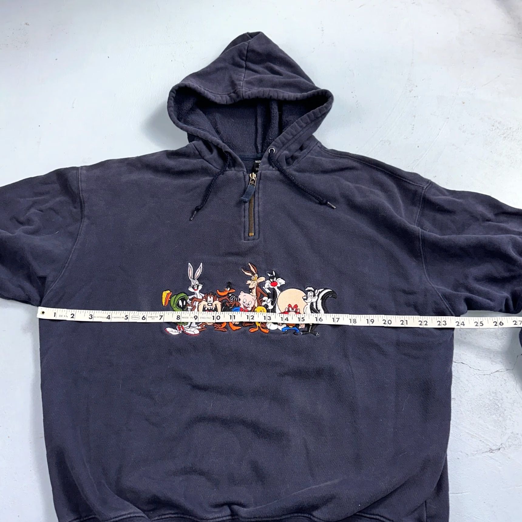 Vintage VINTAGE Warner Bros Studio Store Embroidered Looney Tunes Quarter Zip Hoodie M Blue Bugs Bunny Unisex Adults Hoodie 90s Cartoon Theme Mens Womens Size US M / EU 48-50 / 2 - 6 Thumbnail